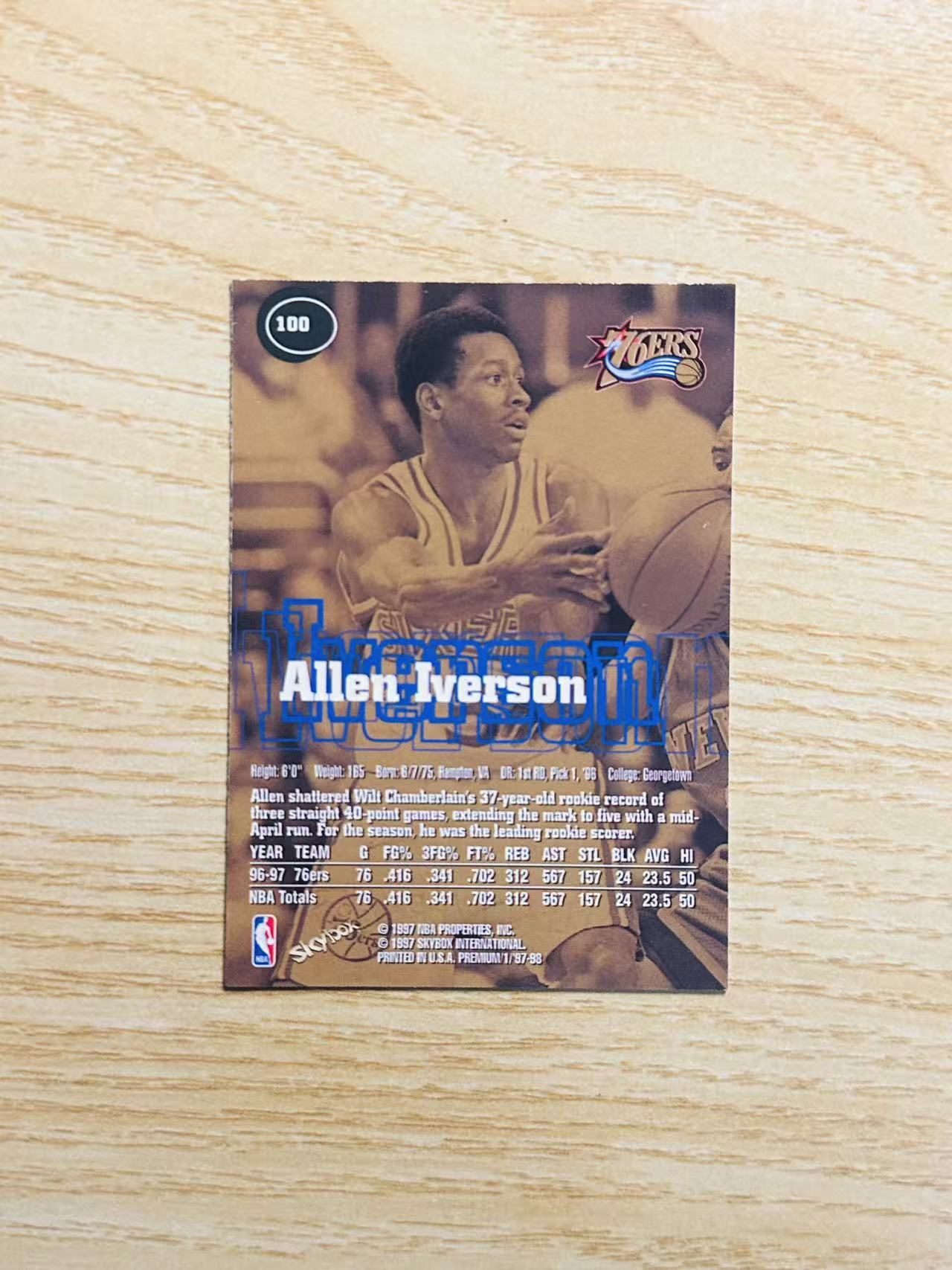 1997 SkyBox nba Allen Iverson 嘿嘿代卖 阿伦 艾弗森 亮面 费城76人 AI 答案 收藏必备