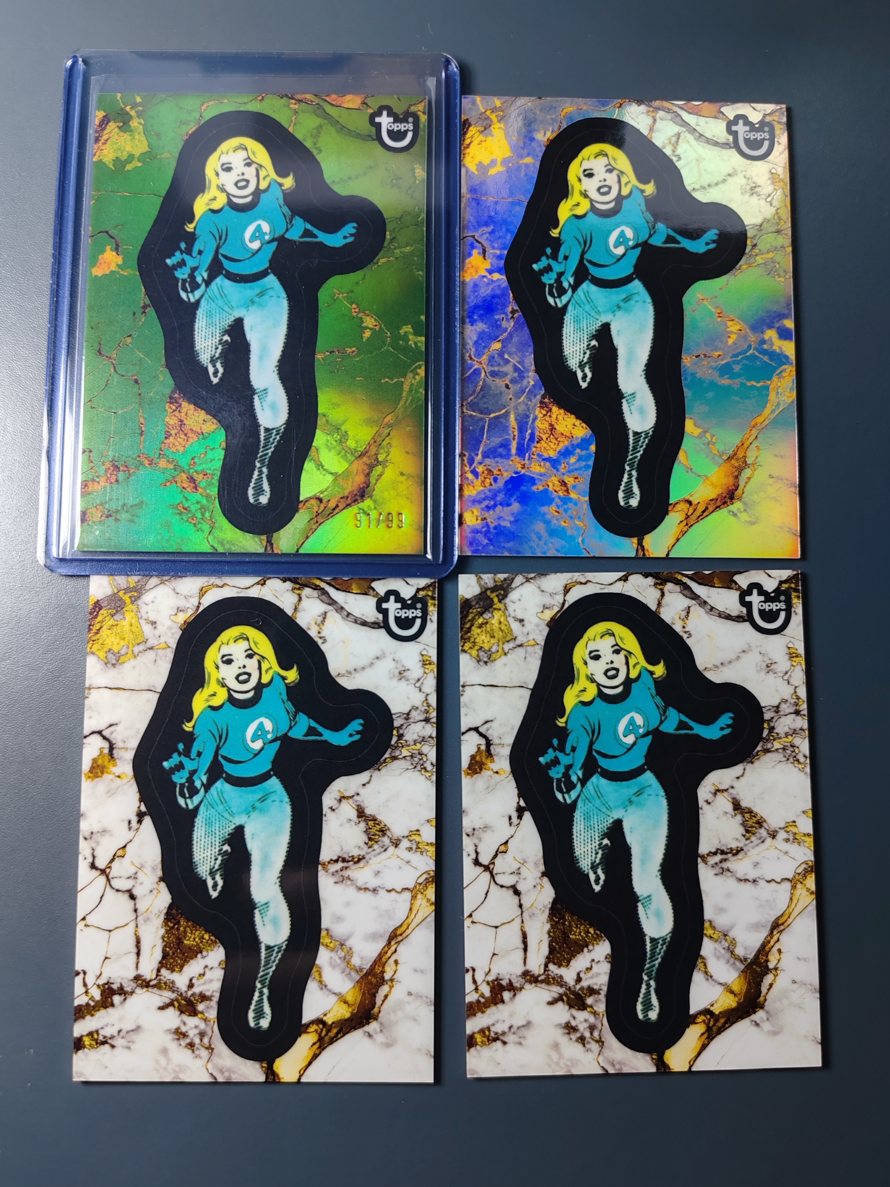 2025 Topps Marvel (MCU) Invisible Woman 漫威黄金年代!隐形女99编绿折、银折、Base 4张合拍!【9527】