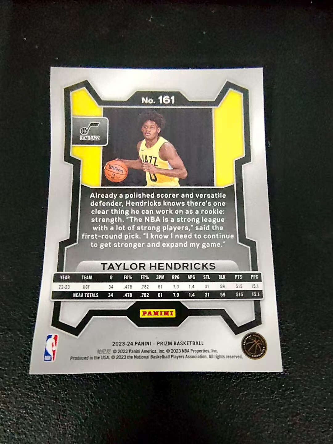 【可合并,不累计】2023-24 Panini Prizm Taylor Hendricks 泰勒 亨德里克斯 爵士 新秀 RC PZ 划痕 边角微瑕 #161