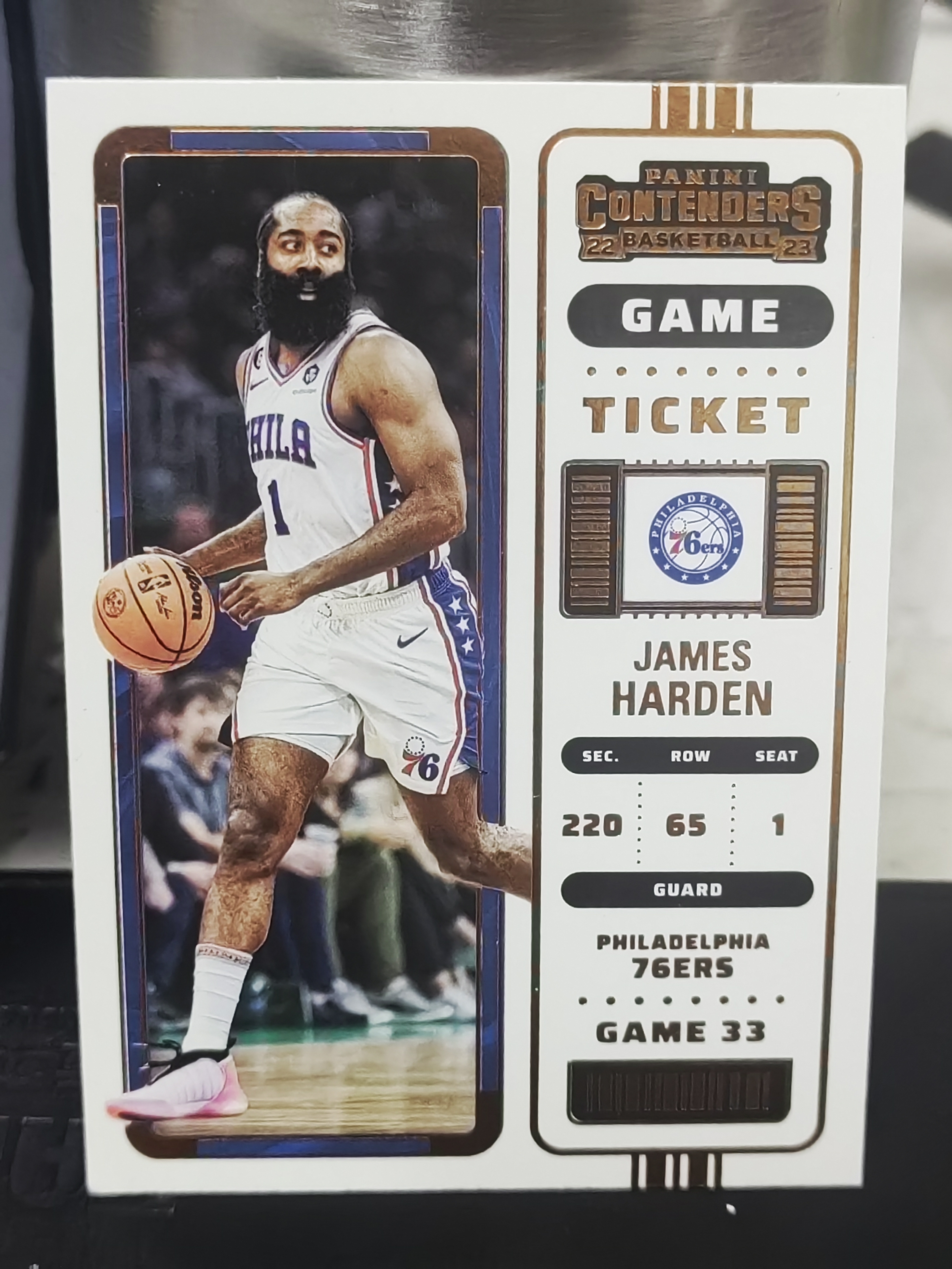 2022-23 Panini Contenders James Harden 球票 詹姆斯 哈登 76人 金平行 篮 白边白角 不保卡品 卡品如图