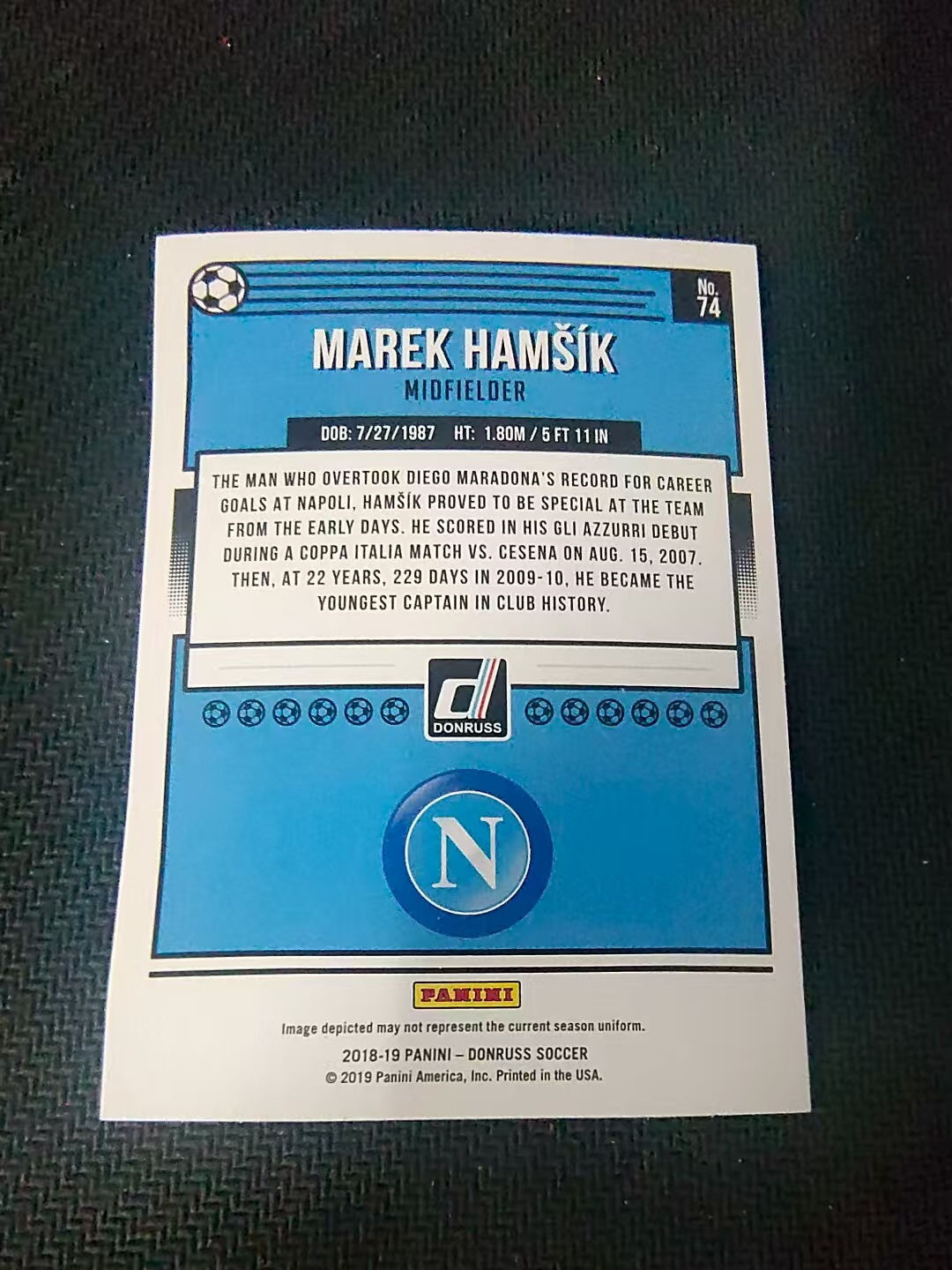 【可合并,不累计】2018-19 Panini Donruss Marek Hamsik 那不勒斯 哈姆西克 杜蕾斯 划痕 边角瑕疵 #74