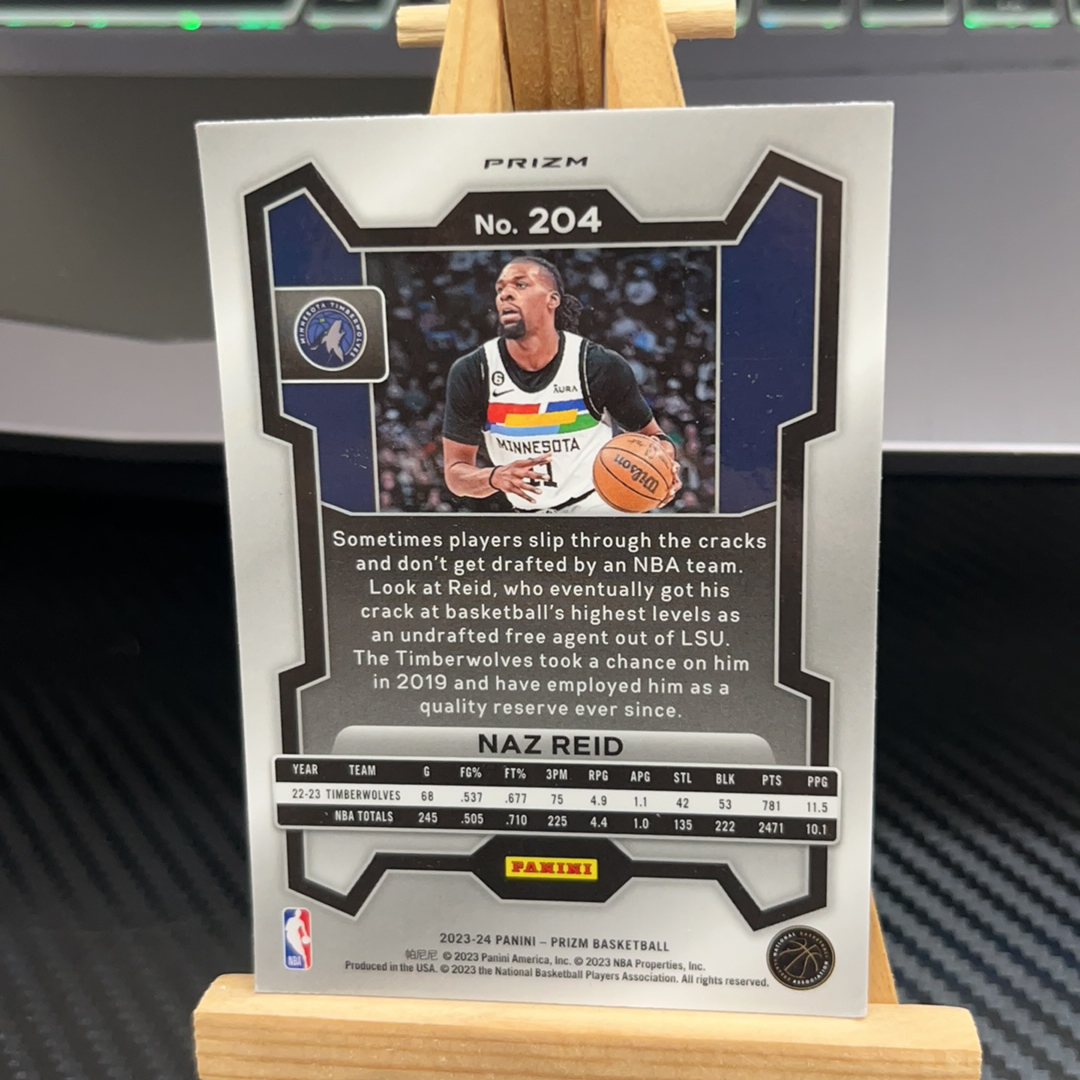 2023-24 Panini Prizm Naz Reid 里德 森林狼 银折 折射 prizm系列 pz 卡品如图 凑图必备 值得收藏!免费代卖!
