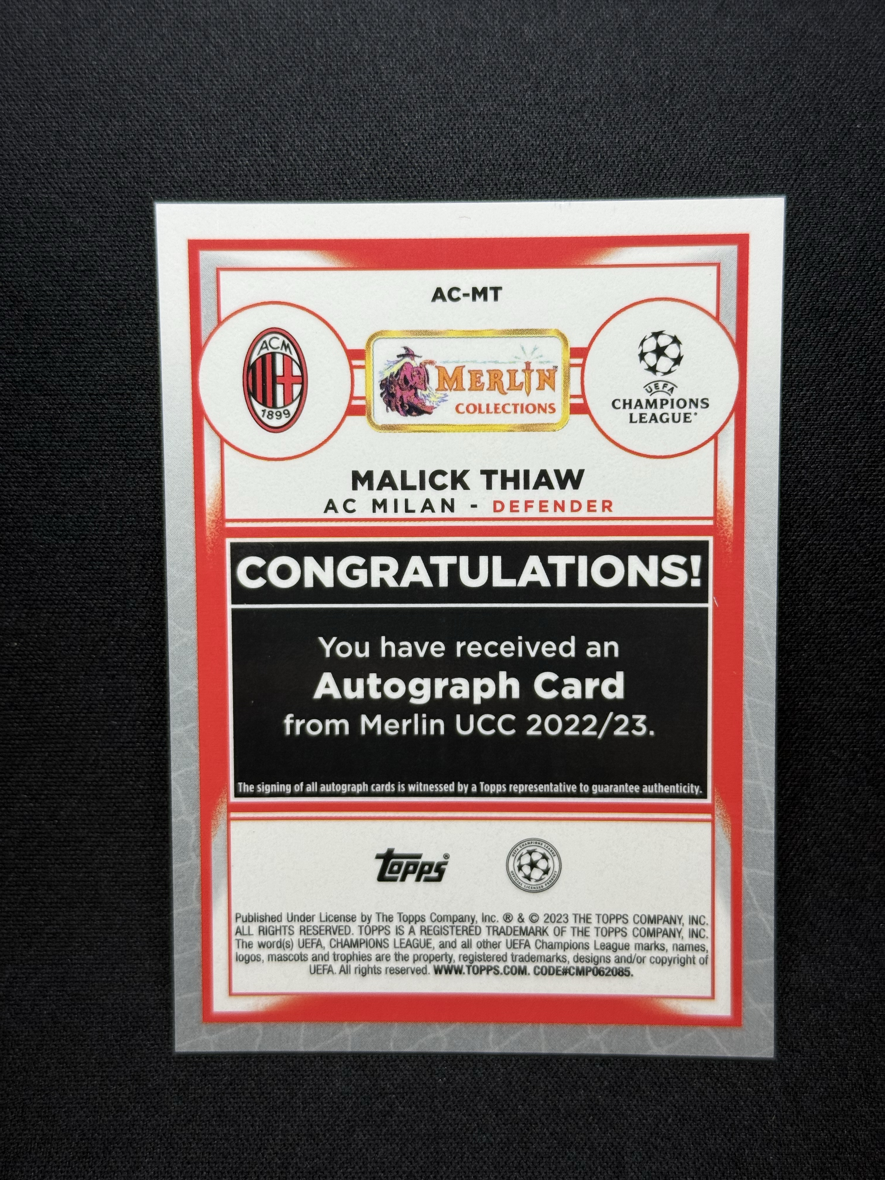 2022-23 Topps Merlin Malick Thiaw 【小贝代拍】欧战 梅林 Ac米兰 马利克 佳夫 银折 签字 瑕疵如图 拍前看描述 H EW