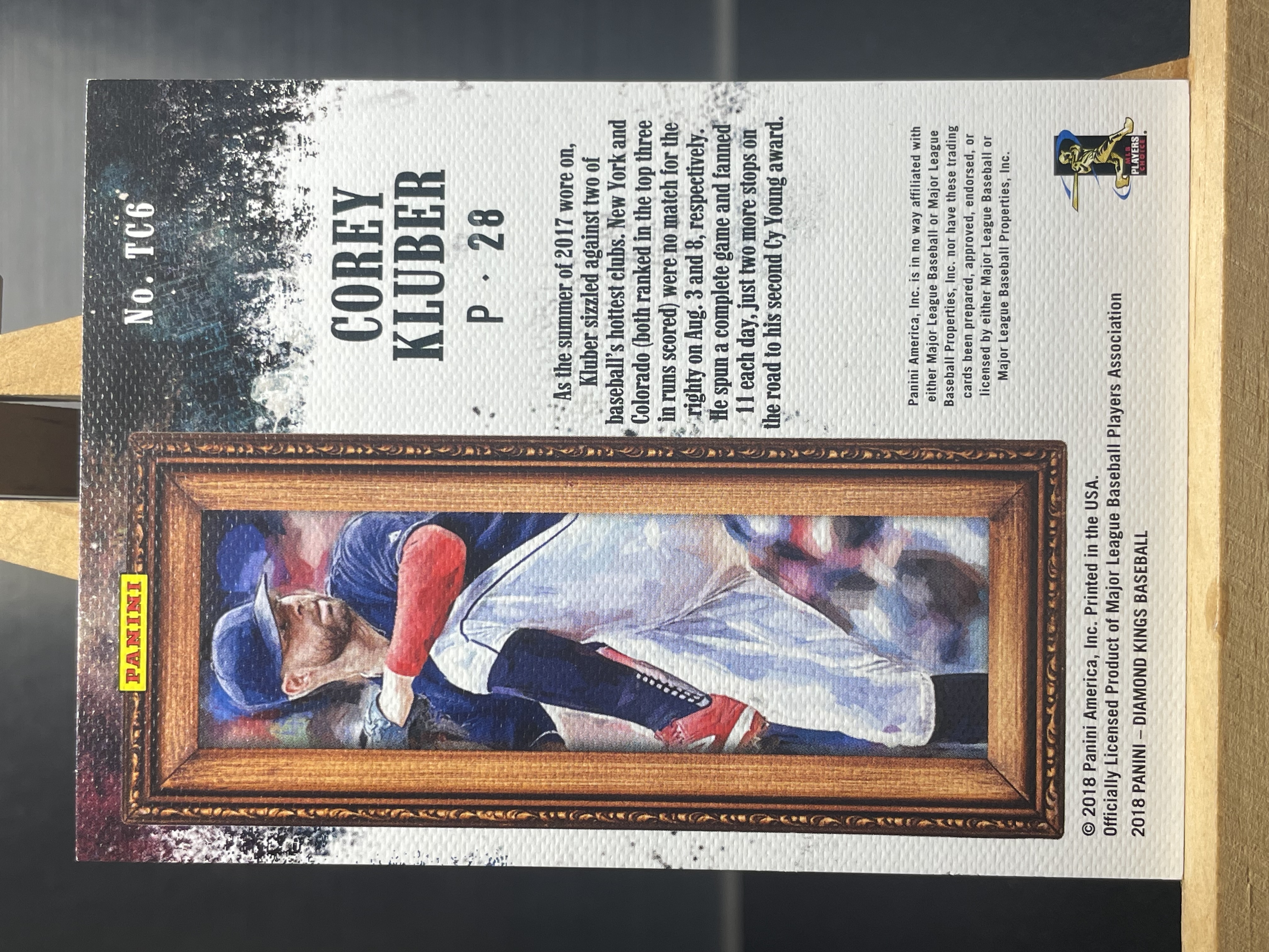 (C3) 2018 PANINI 棒球 油画 科里 克卢伯 实卡好看 收藏凑套必备 卡品如图 !!!