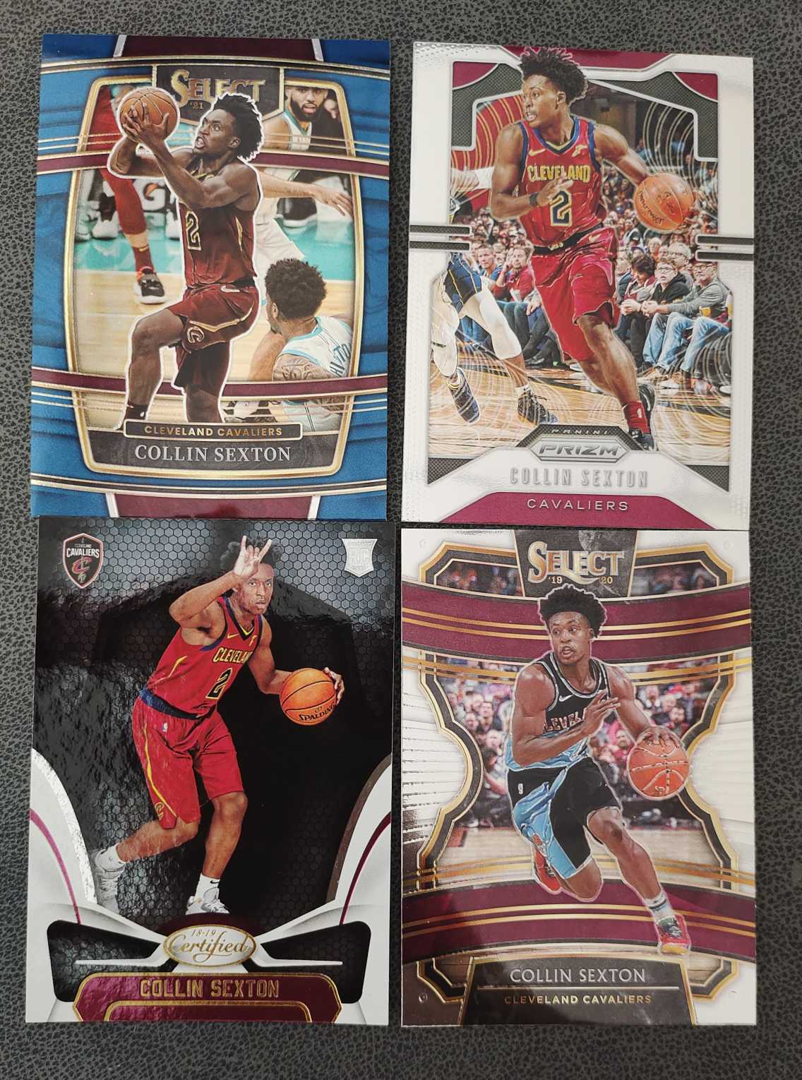 2018-19 Panini Certified Collin Sexton RC 克利夫兰 骑士队 科林 塞克斯顿 新秀 四张打包 有瑕疵 四个戒印一样的印刷痕迹 见图三