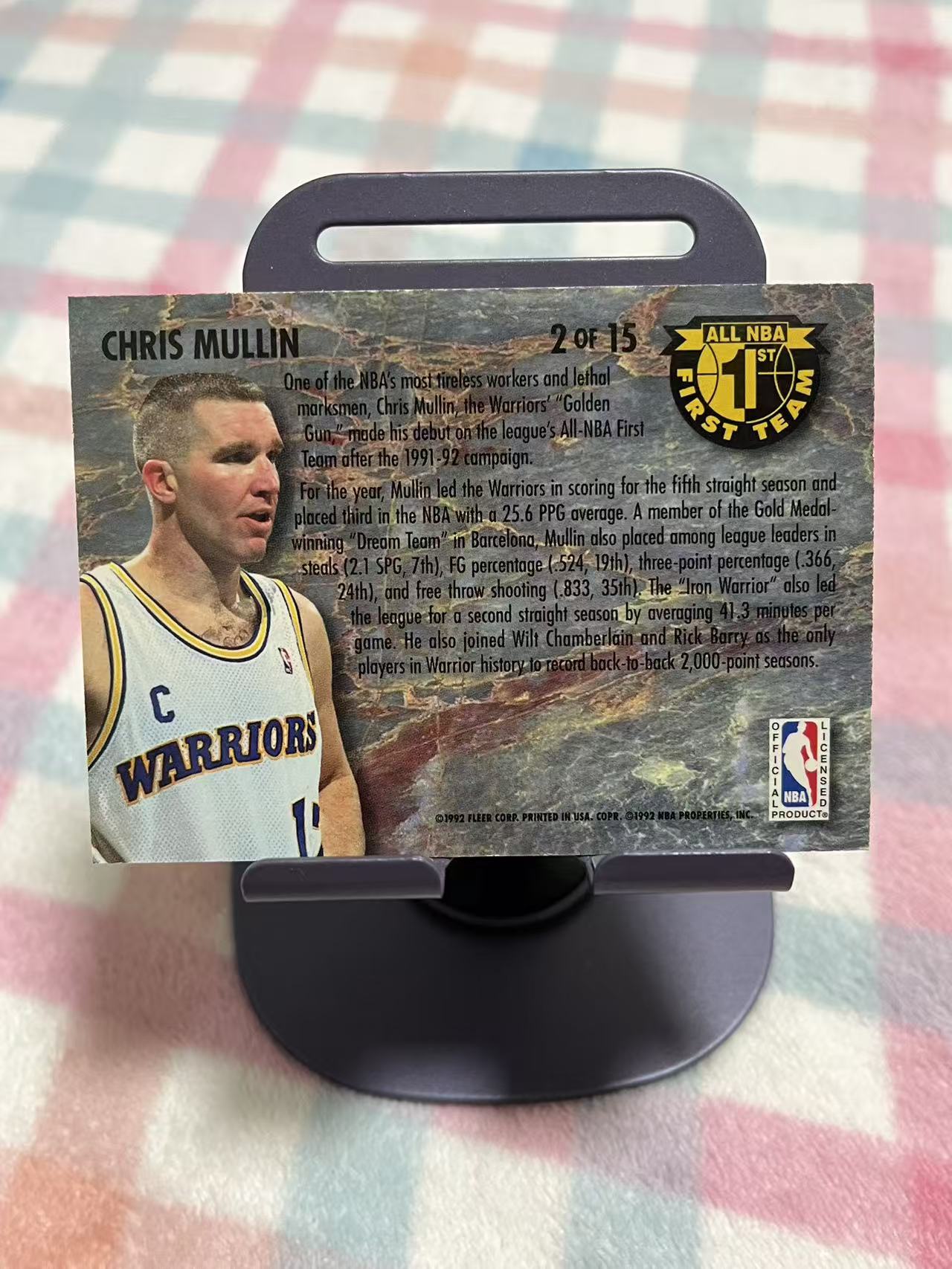 1992 Fleer Ultra Chris Mullin 卡尔马龙 上帝的左手 赛季最佳一阵【金色大理石 老卡 老特】勇士 #782