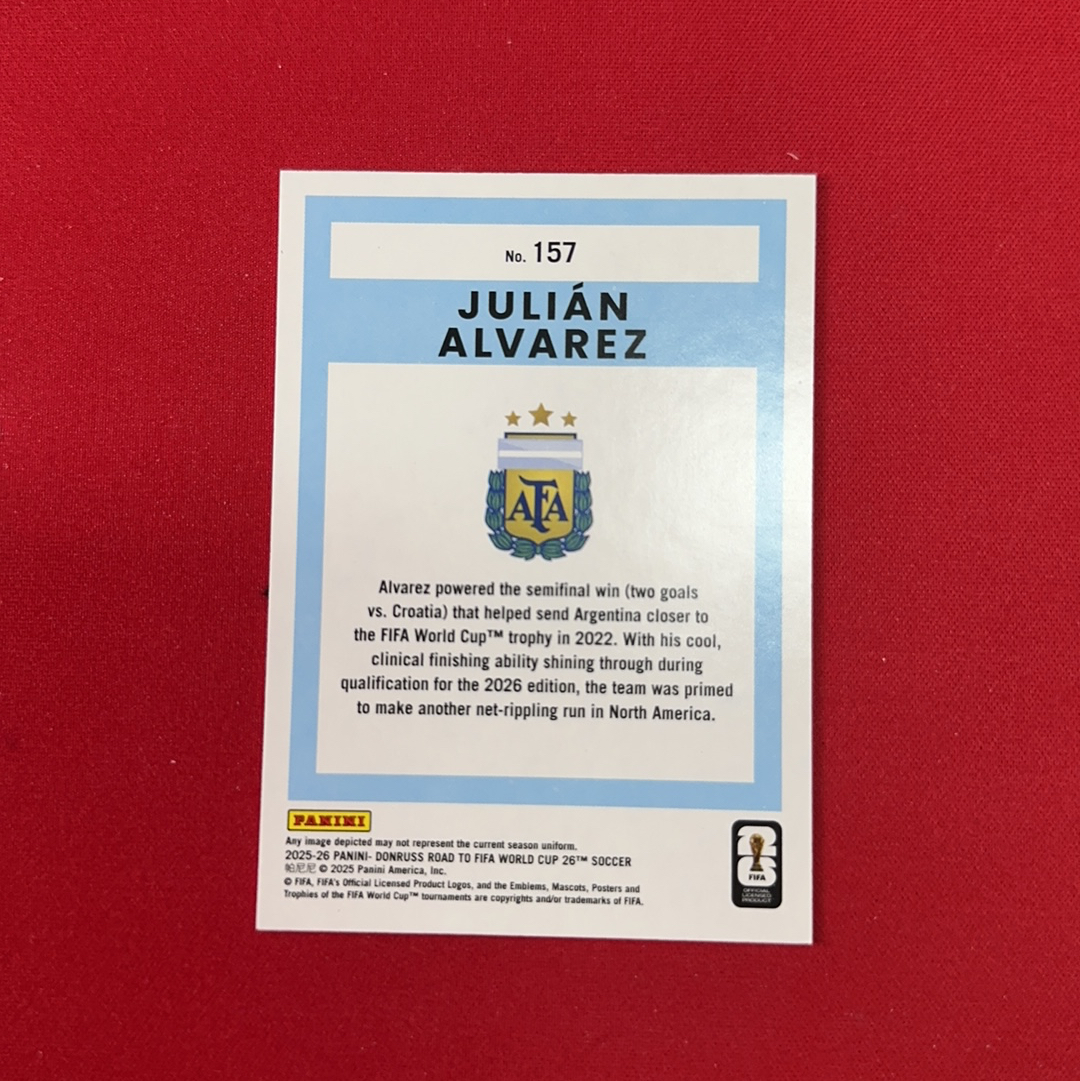 【四喜代拍】2025-26 Panini Donruss 世界杯 杜蕾斯 Julian Alvarez 阿根廷 阿尔瓦雷斯 小蜘蛛 1三色折特卡 卡品如图(polo)