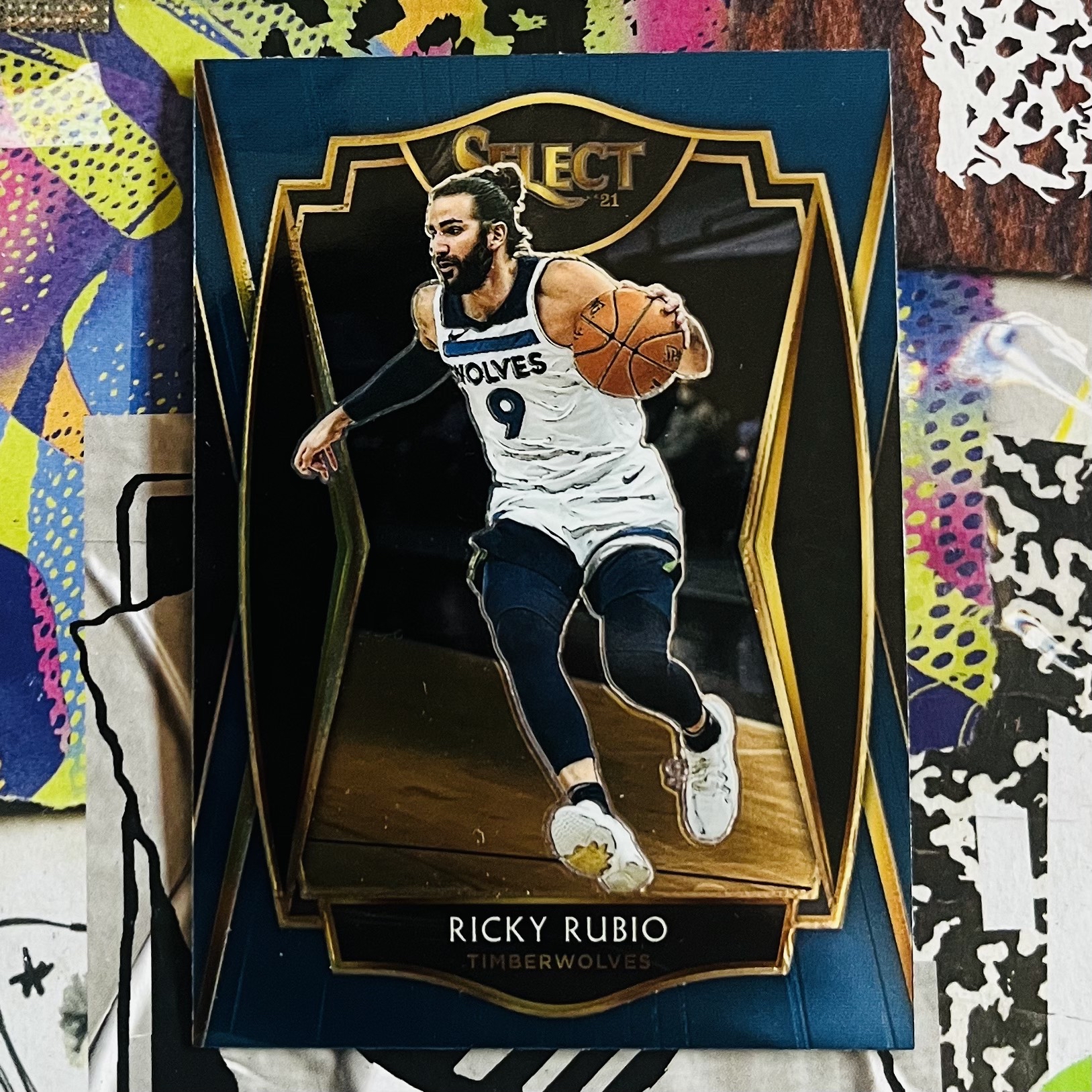 2021-22 Panini Select Ricky Rubio 森林狼里基卢比奥金童二级蓝平行特