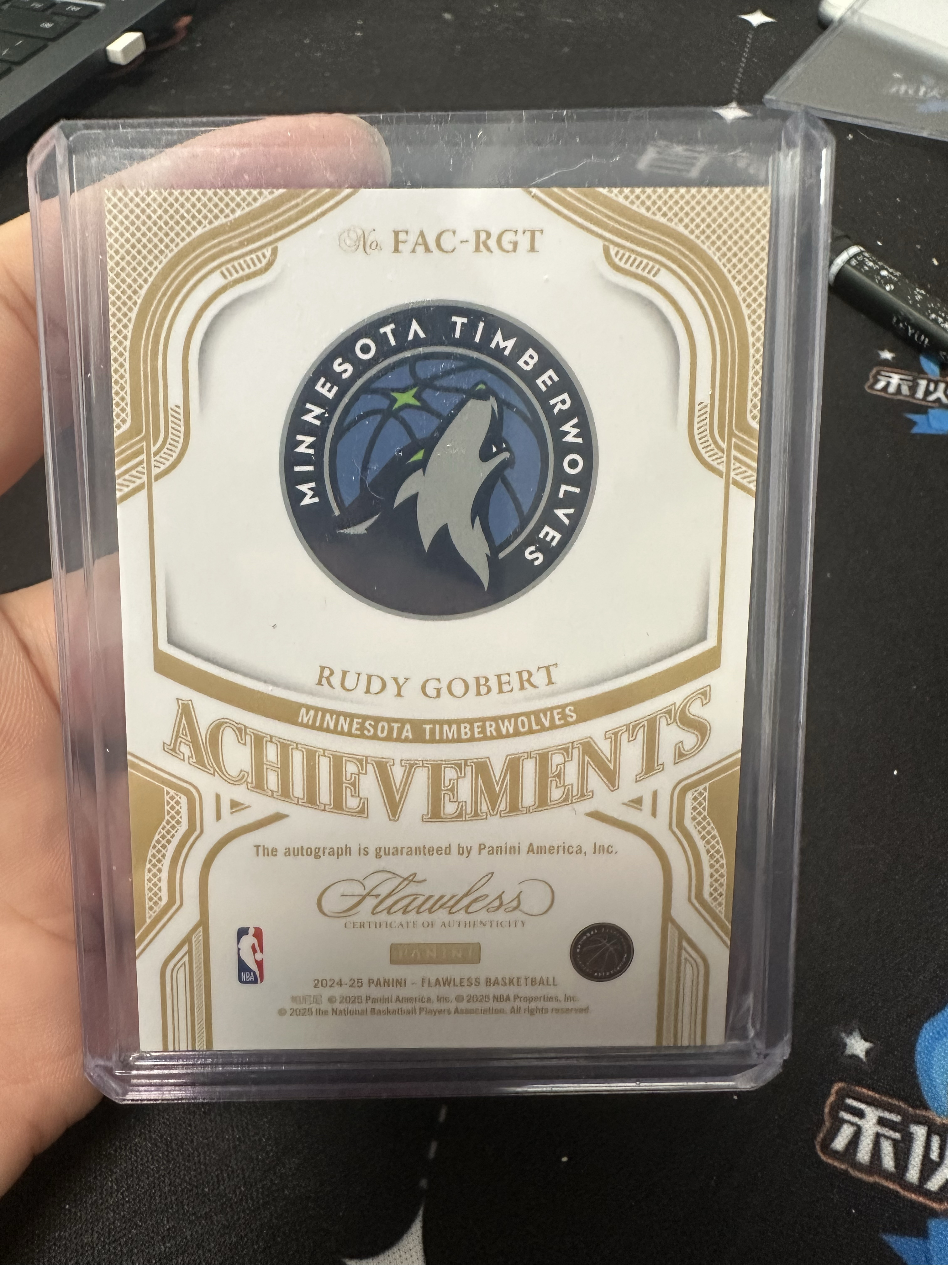 2024-25 Panini Flawless Rudy Gobert 手提 森林狼 戈贝尔 签字 卡签 红折 15编 捧杯时刻 卡品如图 阳