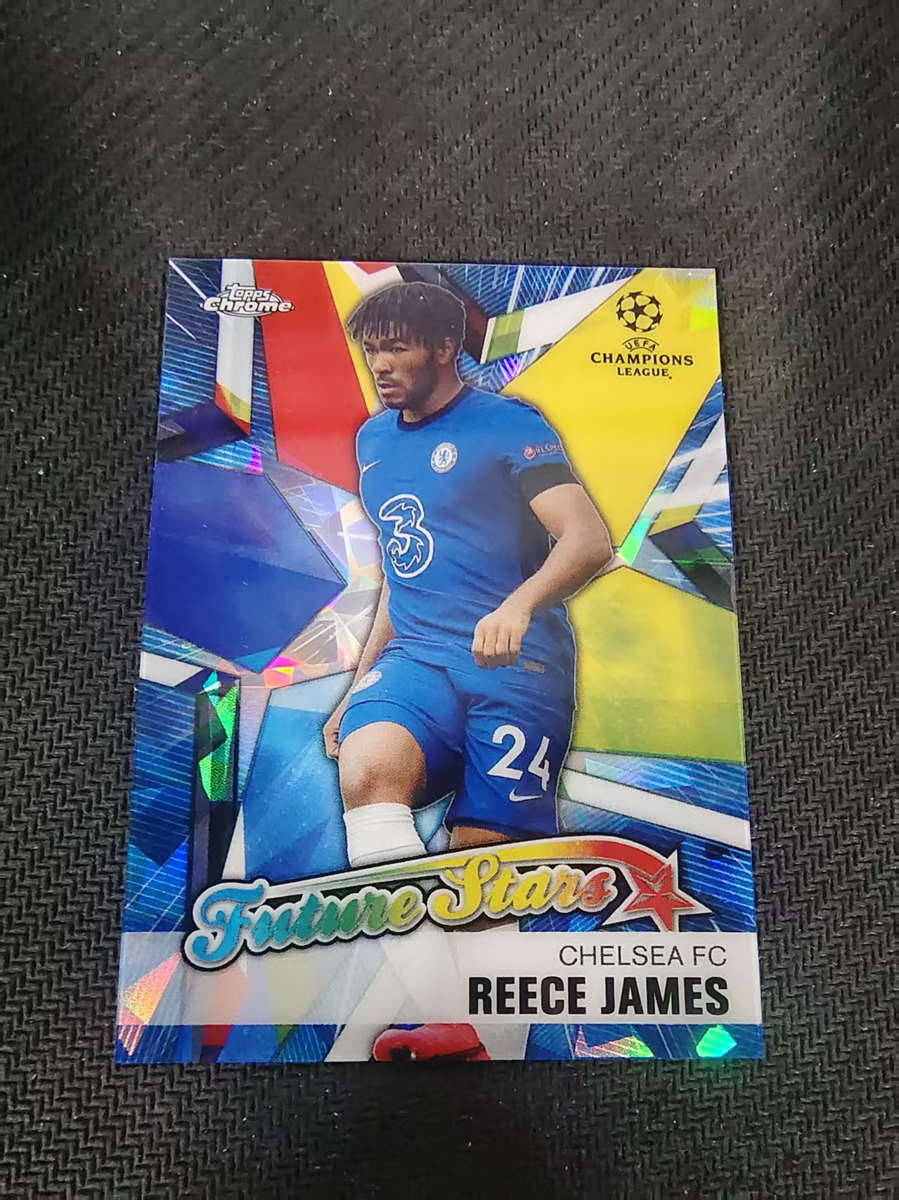 【可合并,不累计】2021 Topps Chrome Reece James 欧冠 蓝宝石 英格兰 切尔西 后卫 里斯 詹姆斯 未来之星特卡 碎冰折 划痕 边角瑕疵