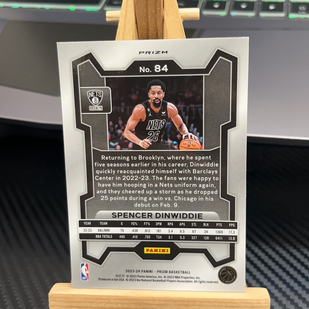 2023-24 Panini Prizm Spencer Dinwiddie 丁维迪 篮网 银折 折射 prizm系列 pz 卡品如图 凑图必备 值得收藏!免费代卖!