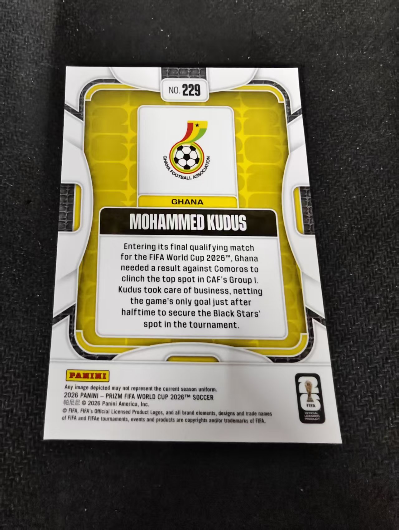 2026 Panini World Cup Prizm Mohammed Kudus 库杜斯 阿贾克斯 加纳 PZ世界杯 划痕 边角瑕疵#229
