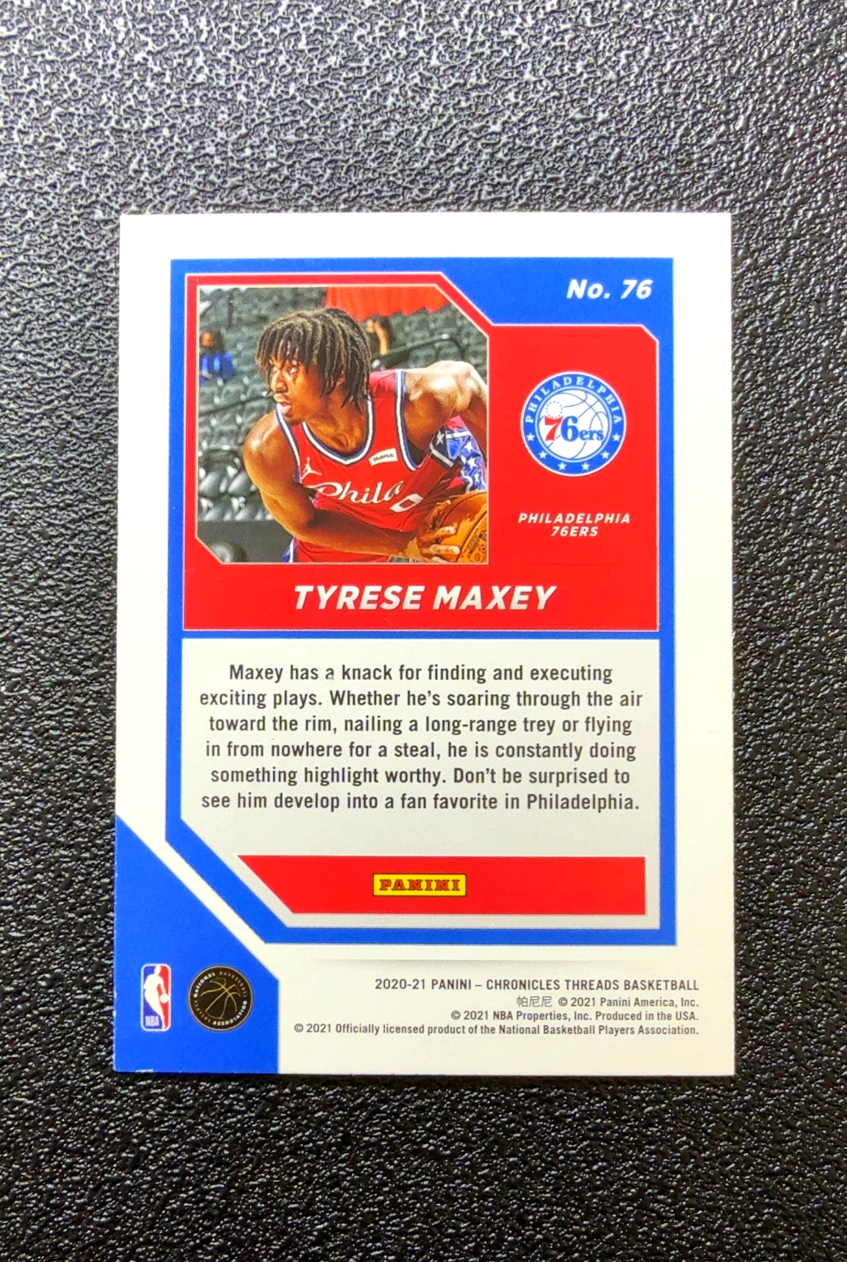 【小白1%代卖】2020 Panini Threads RC 新秀 Tyrese Maxey 泰瑞斯·马克西 新秀 RC 卡品如图 高价值 #76 Philadelphia 0020#190