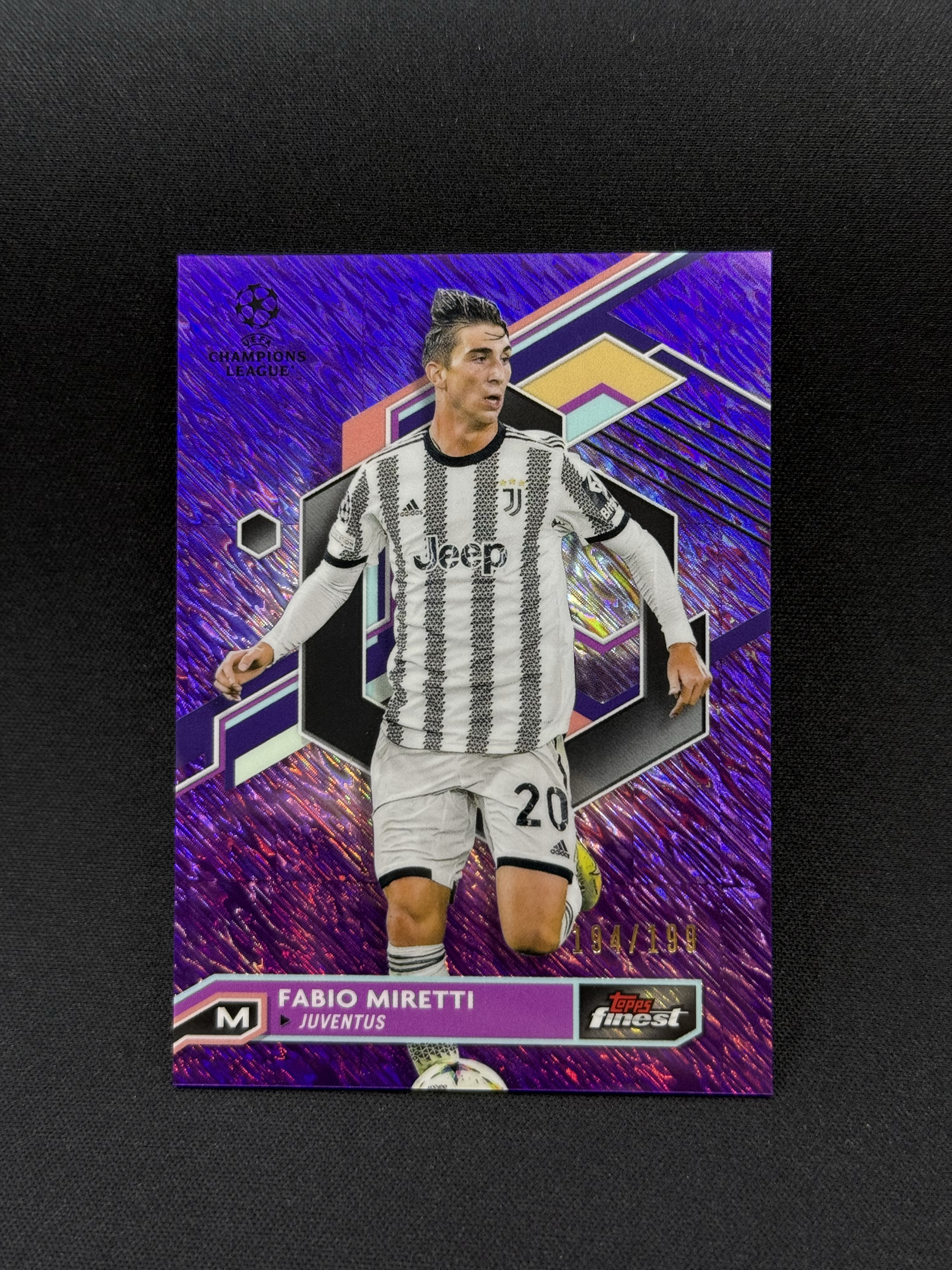 2022-23 Topps Finest Nicolò Fagioli 【小贝代拍】欧战 Finest 尤文 法焦利 紫Shimmer折 199编 卡品如图 拍前看描述 H CT