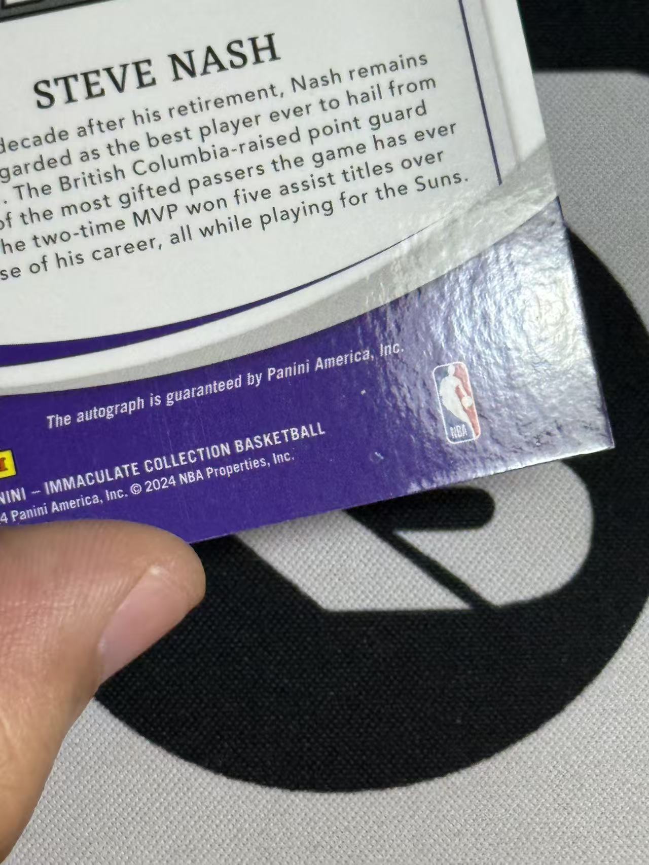 2023-24 Panini Immaculate Steve Nash 【小来】史蒂夫 纳什 太阳名宿 风之子 IMM 传奇卡签 银闪 12/49编 瑕疵如图 专收凑套必备