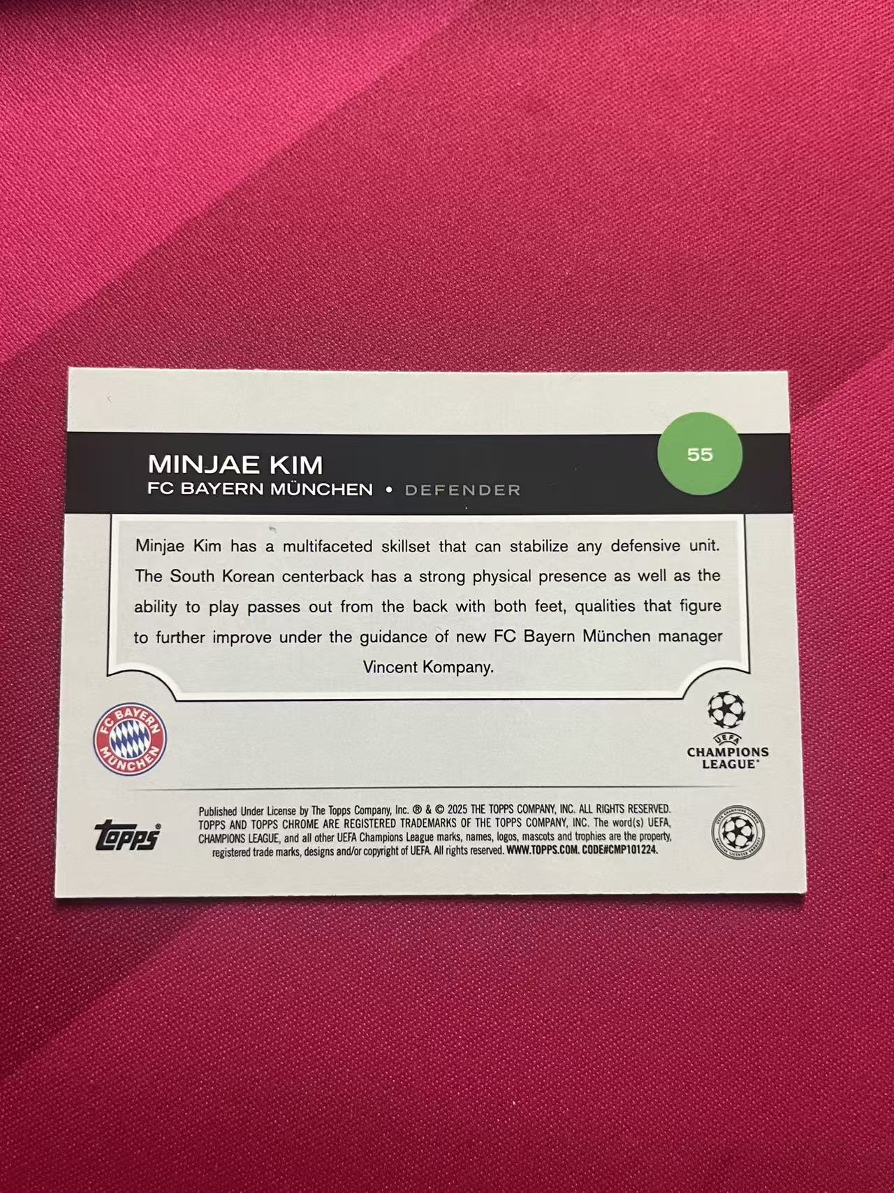 2025 Topps Chrome Minjae Kim #55 折射 A258