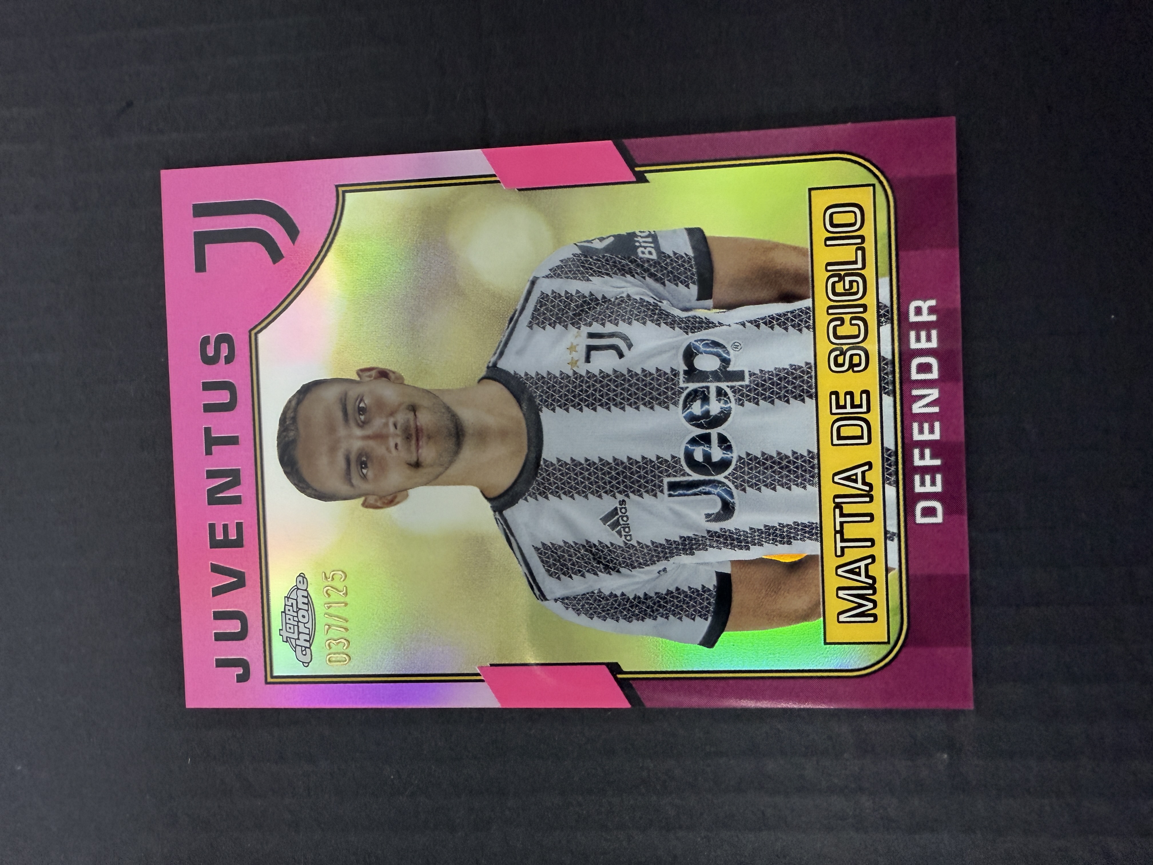 【GOAT山羊拍卖】D哥 2023-24赛季 topps chrome尤文图斯队盒系列 德·希利奥 粉折 /125 尤文图斯 品相如图