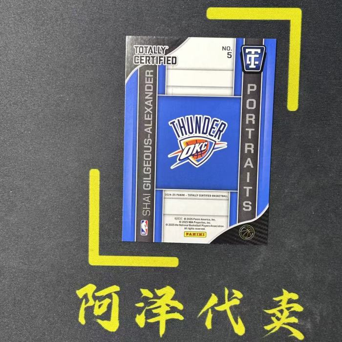 【阿泽代卖】2024-25 Panini Totally Certified 小护士 Shai Gilgeous-Alexander 雷霆 sga 亚历山大 银折 大头 大比例 SSP 细节如图