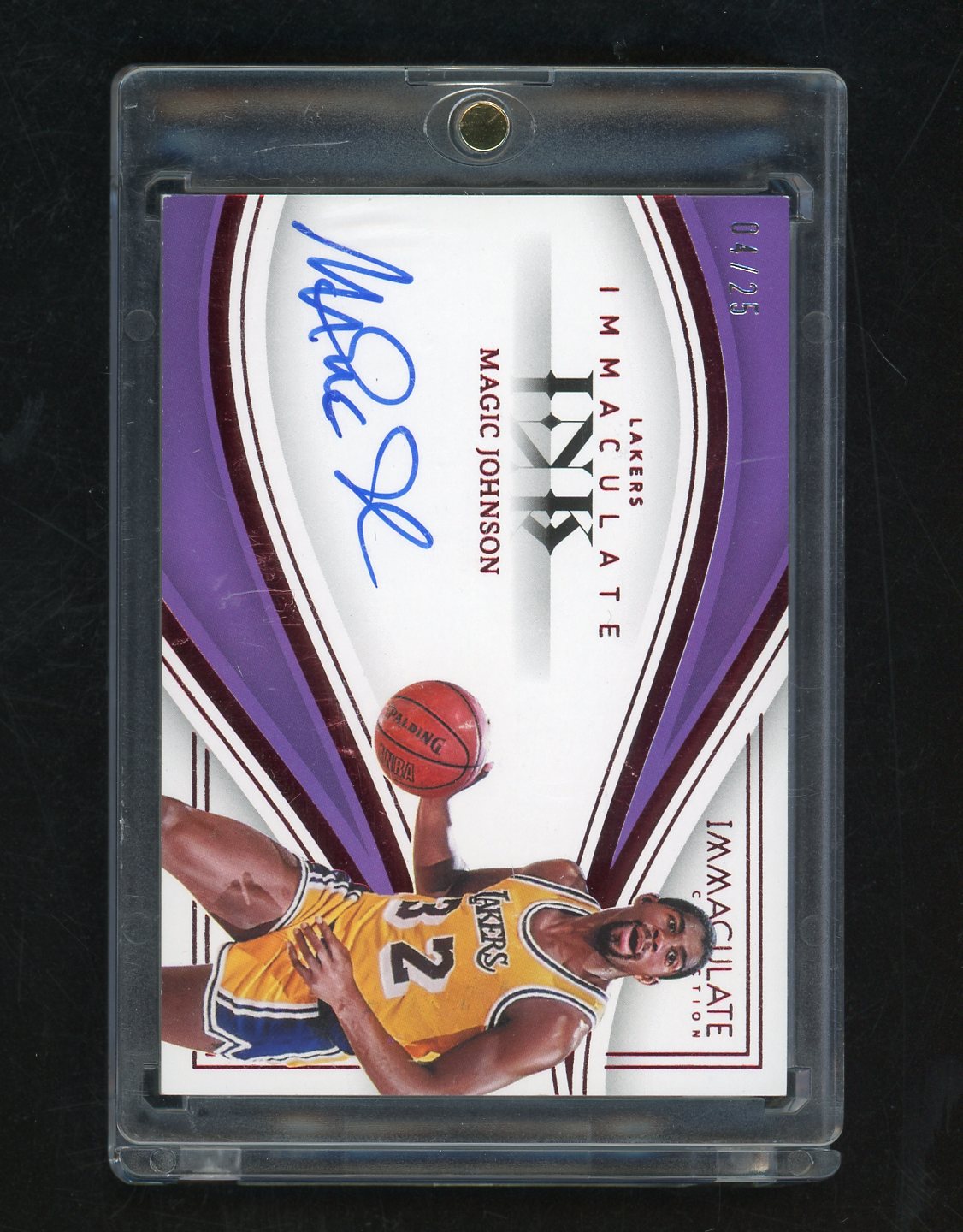 2022-23 Immaculate Magic Johnson 魔术师约翰逊 Ink 横版签字 卡签 红平行 湖人 25编【US10 ...