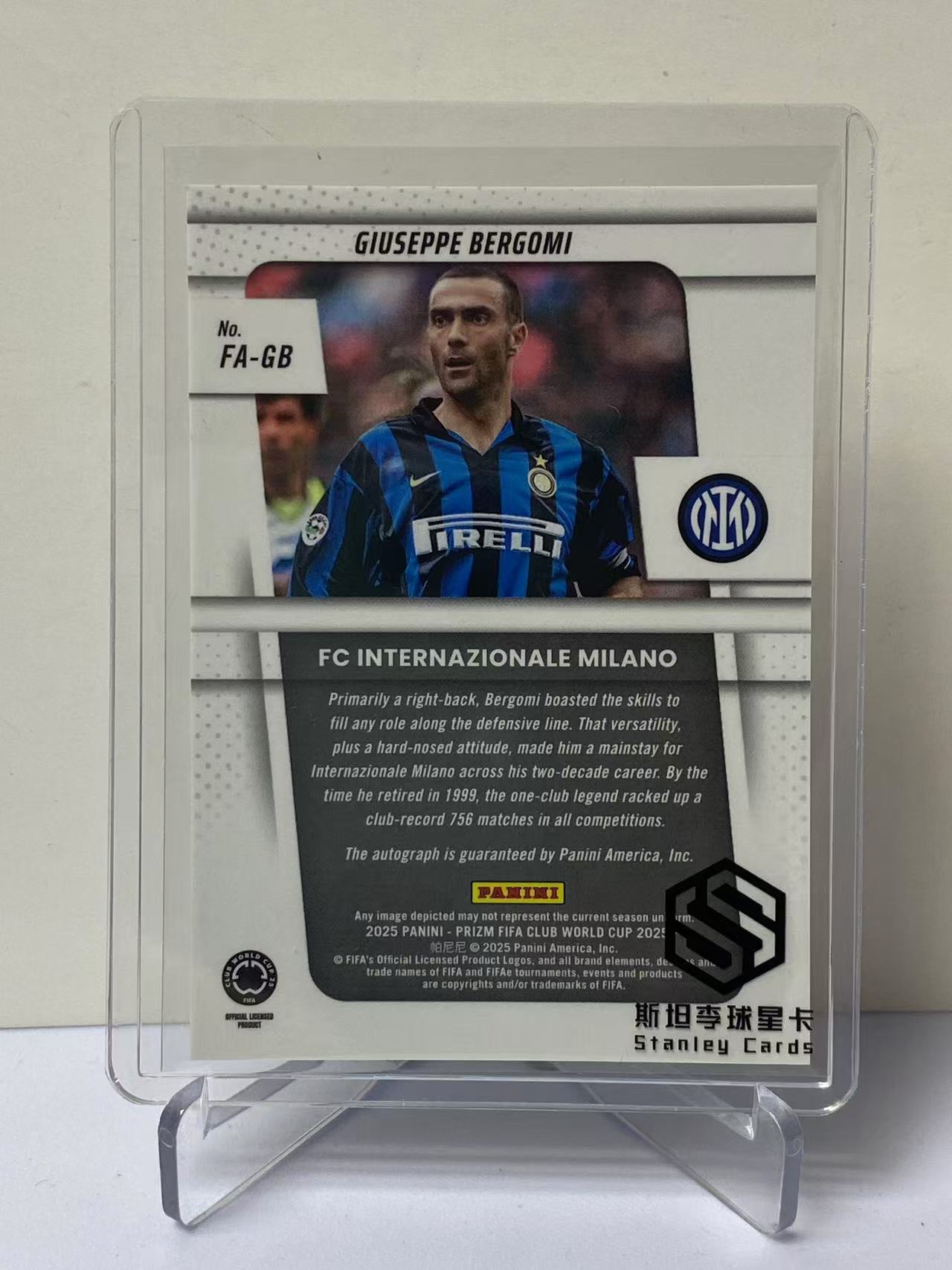 2025 Panini Prizm Giuseppe Bergomi 世俱杯PZ 国际米兰 朱塞佩 贝尔戈米 意大利 签字 墨迹如图 收藏必备 卡品如图 9527