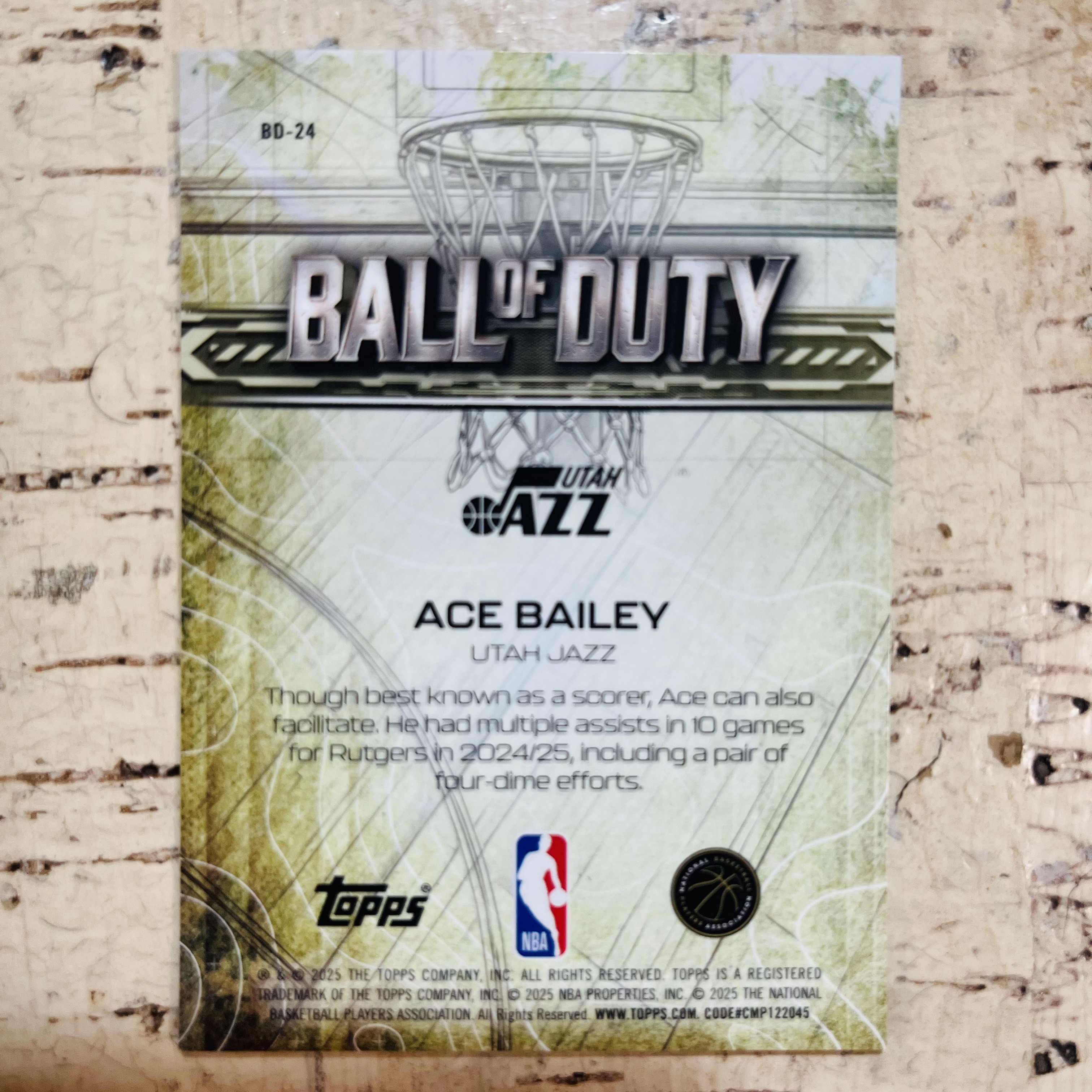 2025-26 Topps Chrome ACE Bailey RC 新秀 爵士 艾斯 贝利 熔岩折 变形虫折 ball of duty 篮球使命 特卡【小卡迷拍卖 可累积半年】