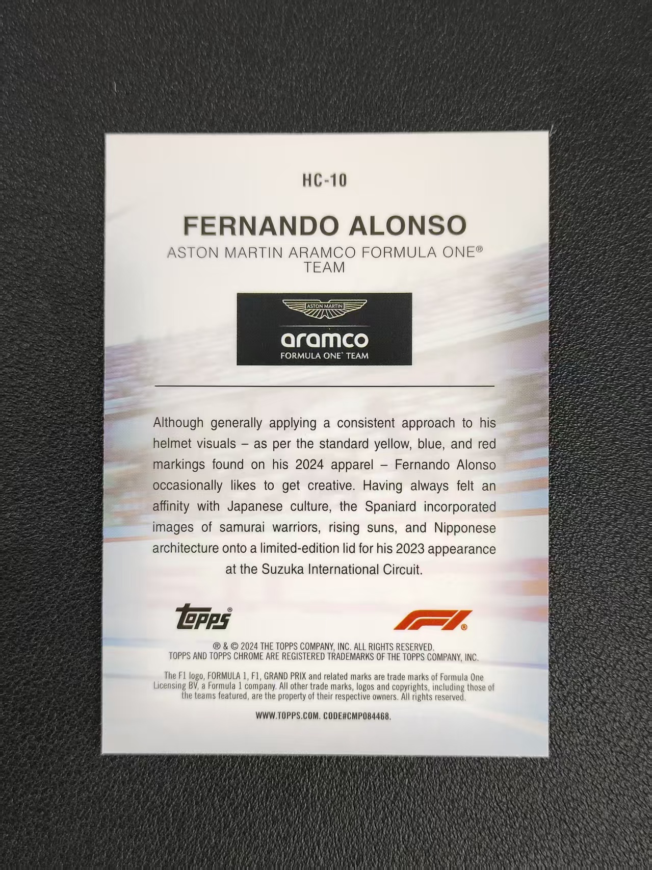 2024 Topps Chrome Fernando Alonso F1 阿隆索 阿斯顿马丁 头盔特卡 折射 卡品如图 NPY