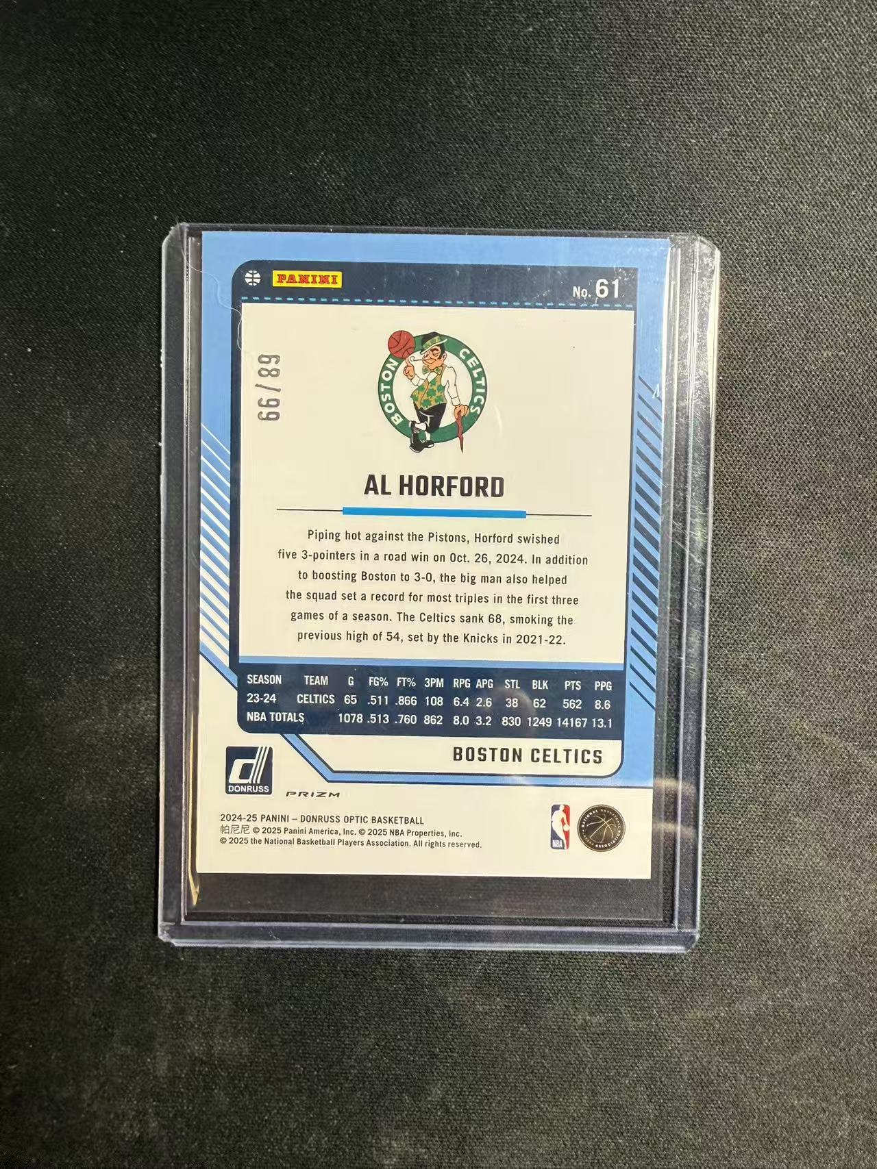 2024-25 Panini Donruss Optic Al Horford 杜蕾斯OP 凯尔特人 艾尔 霍福德 99编 红金圈圈折 卡品如图 不保卡品 介意勿拍