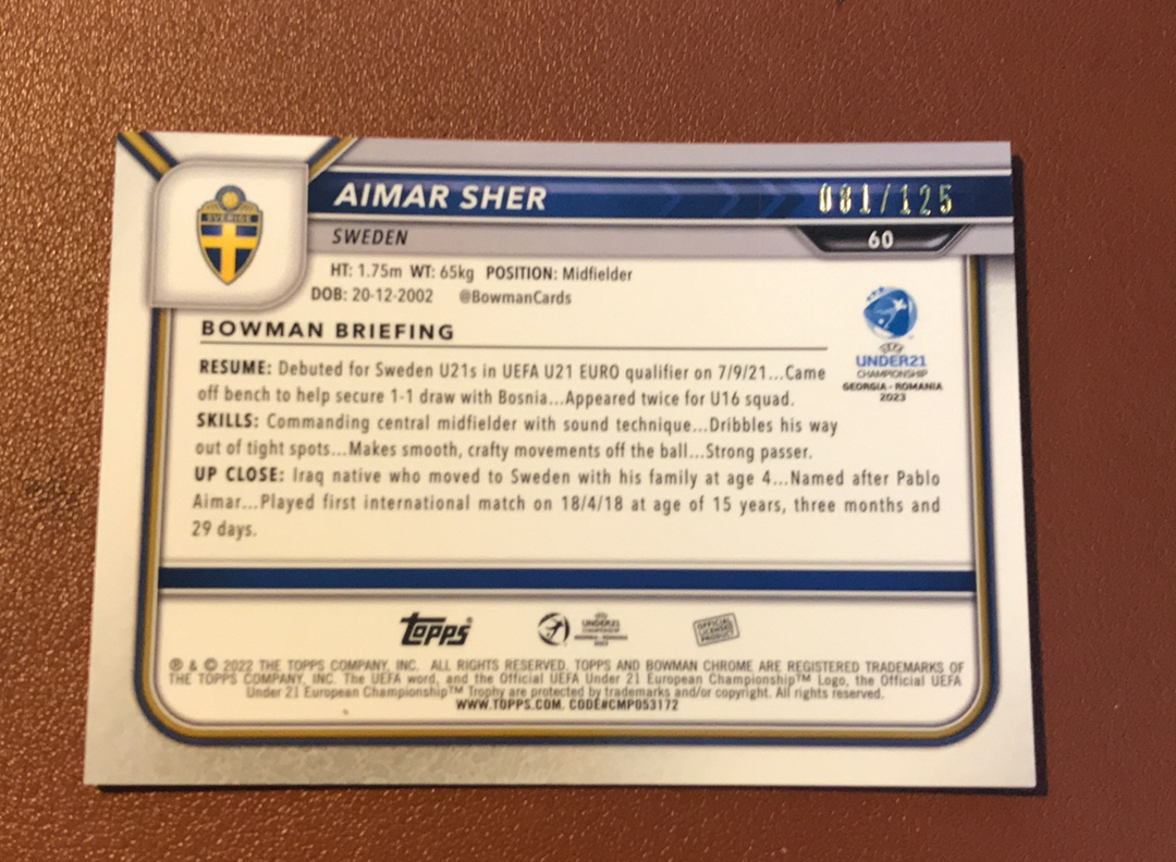 2025 Topps Chrome Aimar Sher 绍尔 125编 卡品如图 一天一快递不累计M510
