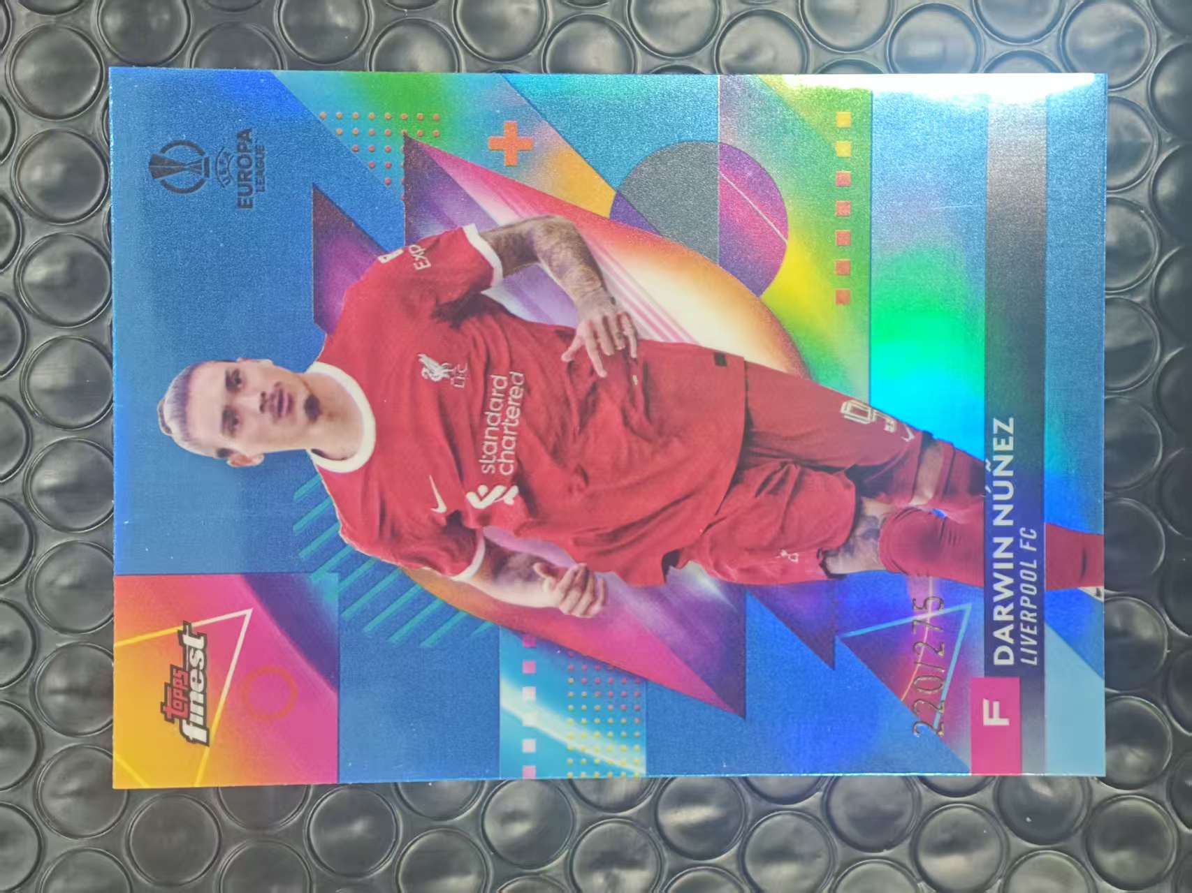 2023-24 Topps Finest Darwin Nunez 欧冠 利物浦 乌拉圭 达尔文 努涅斯 220/275编 蓝折 折射 卡品如图【原地起飞卡社】MVP11.6