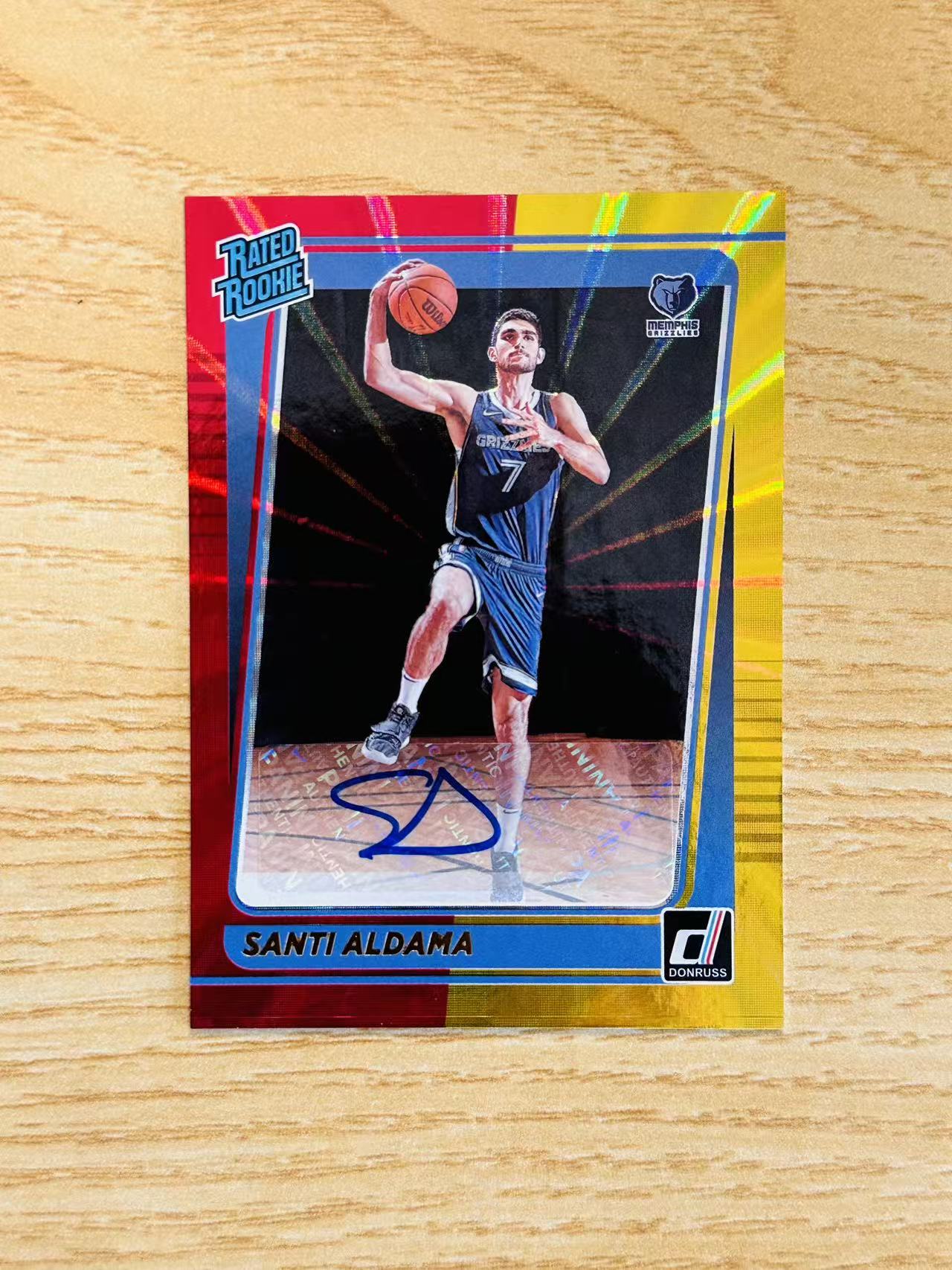 2021-22 Panini Donruss Santi Aldama 嘿嘿代卖 杜蕾斯 桑蒂 阿尔达马 新秀 RC 红金佛光折 签字 灰熊 收藏必备 gjmm