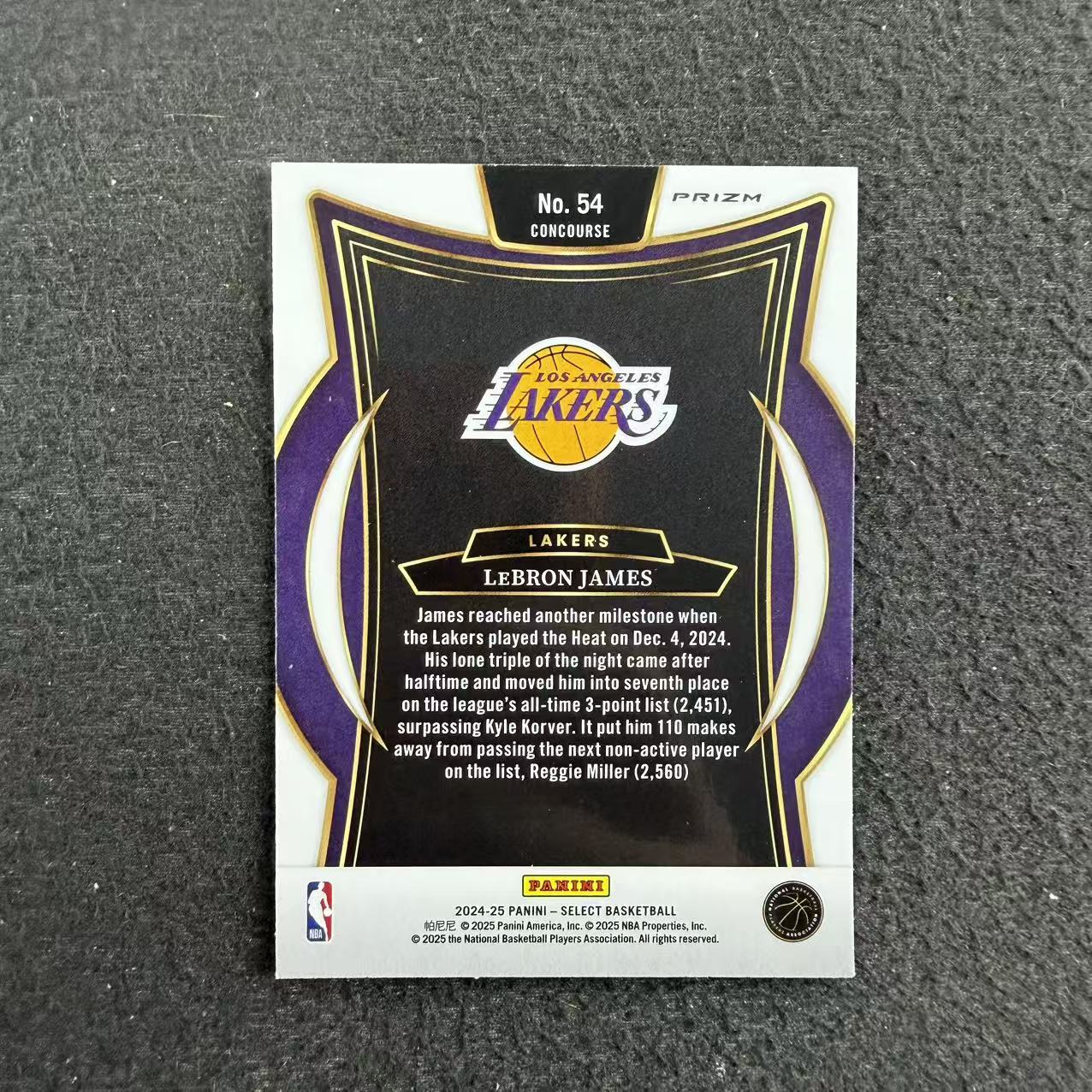 【阿福拍卖】2024-25 Panini Select LeBron James 勒布朗 詹姆斯 湖人 银折 收藏必备(CMY)