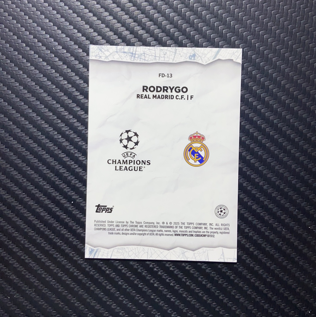 【小牛代拍】2025 Topps Chrome Rodrygo 皇马 罗德里戈 罗德里格 地标特卡 169/199编 卡品如图(archer)