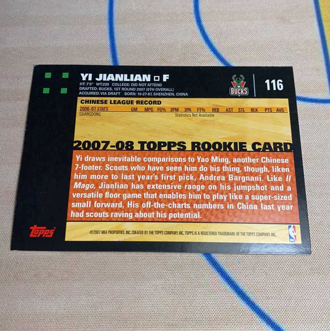 2007 Topps 50th Anniversary Yi Jianlian RC 易建联 雄鹿 新秀 定妆照 五万分先生 50周年纪念 经典老卡 卡品如图 凑套必备