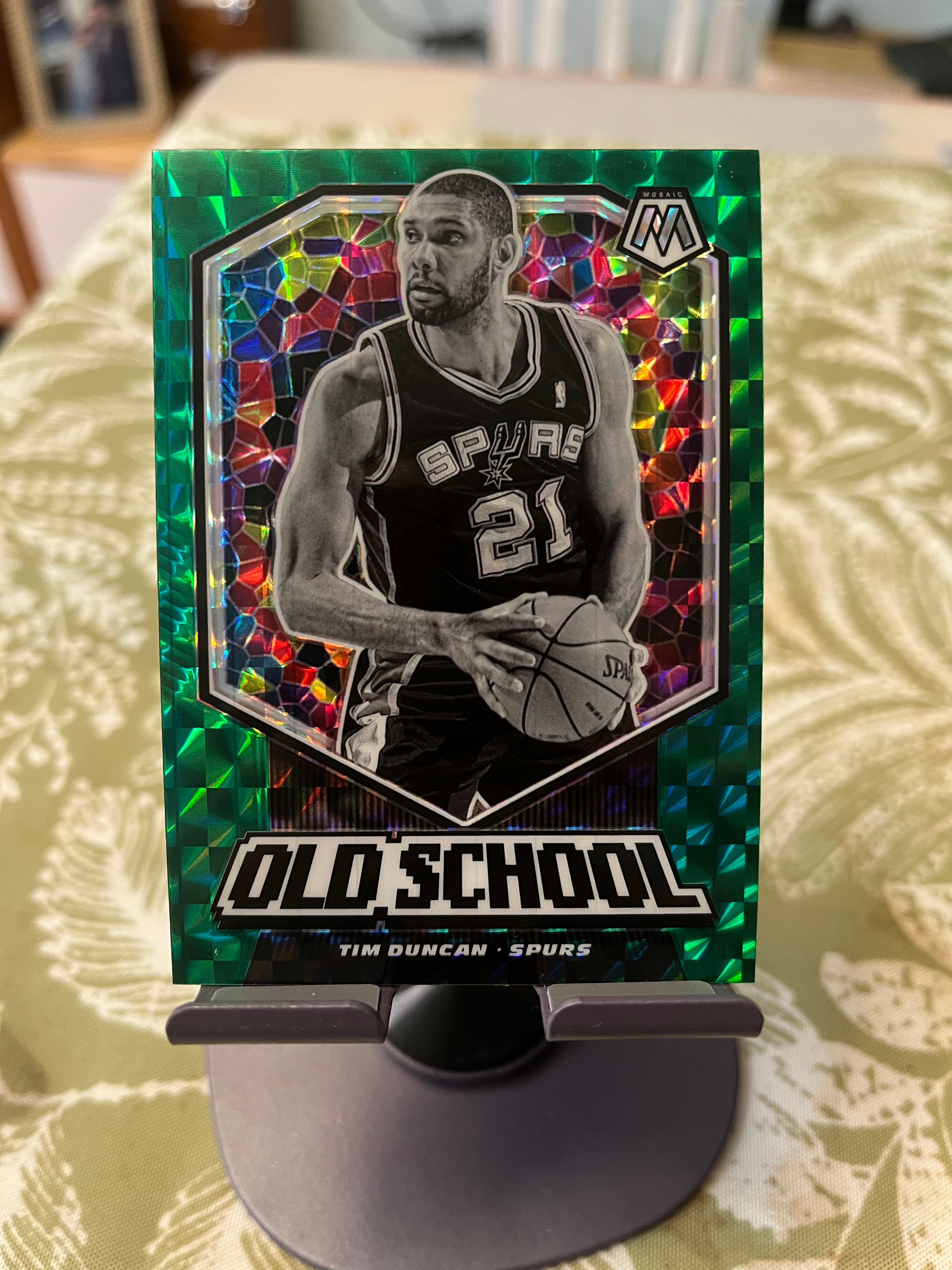 2019-20 Panini Mosaic Tim Duncan 蒂姆 邓肯 石佛 马刺【折射 绿折 马赛克折 OLD SCHOOL 特卡】【边角瑕疵如图 介意勿拍】#1140