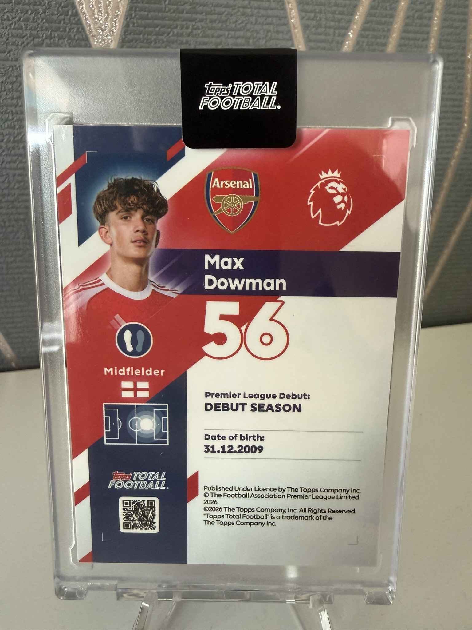 Max Dowman Arsenal – Topps Total Football Rookie – 1/1 Gold Parallel – Premier League