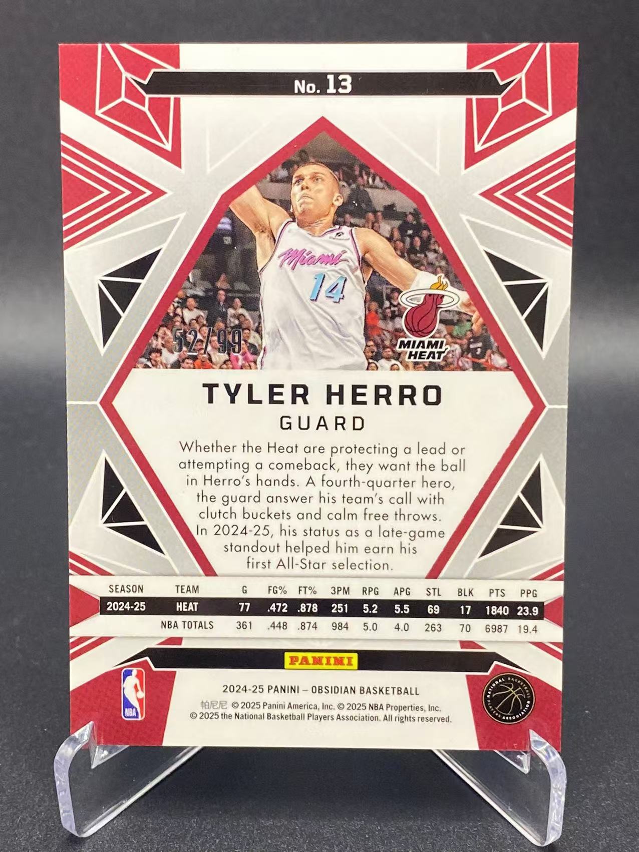 2024-25 【六六代卖 预付快速回款】 Obsidian Tyler Herro 泰勒希罗 热火 黑曜石 52/99编 铜折折射 Base(haow)