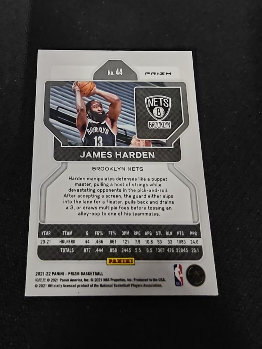 2021-22 Panini Prizm James Harden 篮网队 詹姆斯哈登 红波纹 PZ 划痕 边角瑕疵 #44