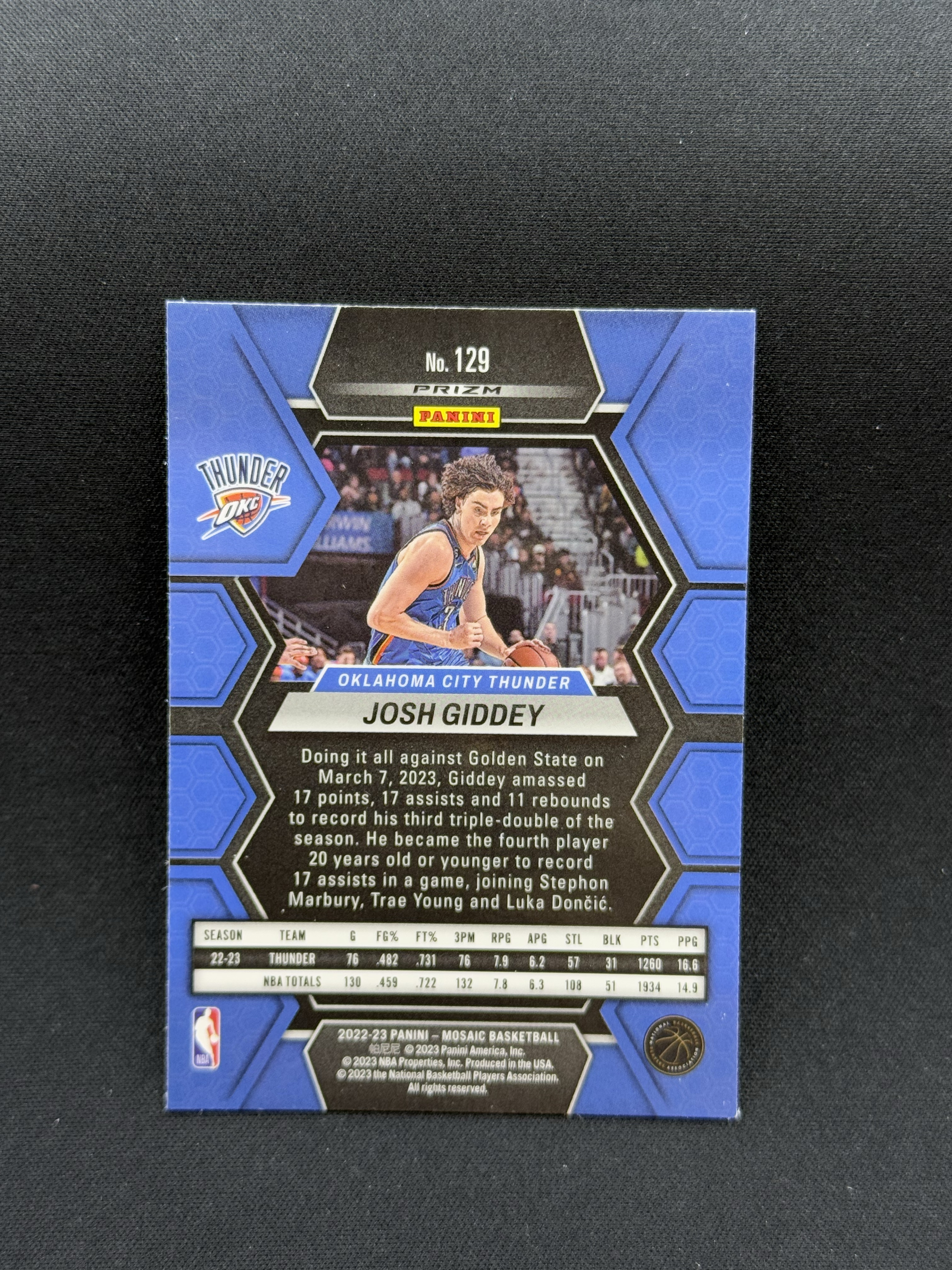 2022-23 Panini Mosaic Josh Giddey 【小贝代拍】NBA 雷霆 约什 吉迪 红马赛克折 卡品如图 拍前看描述 HCT