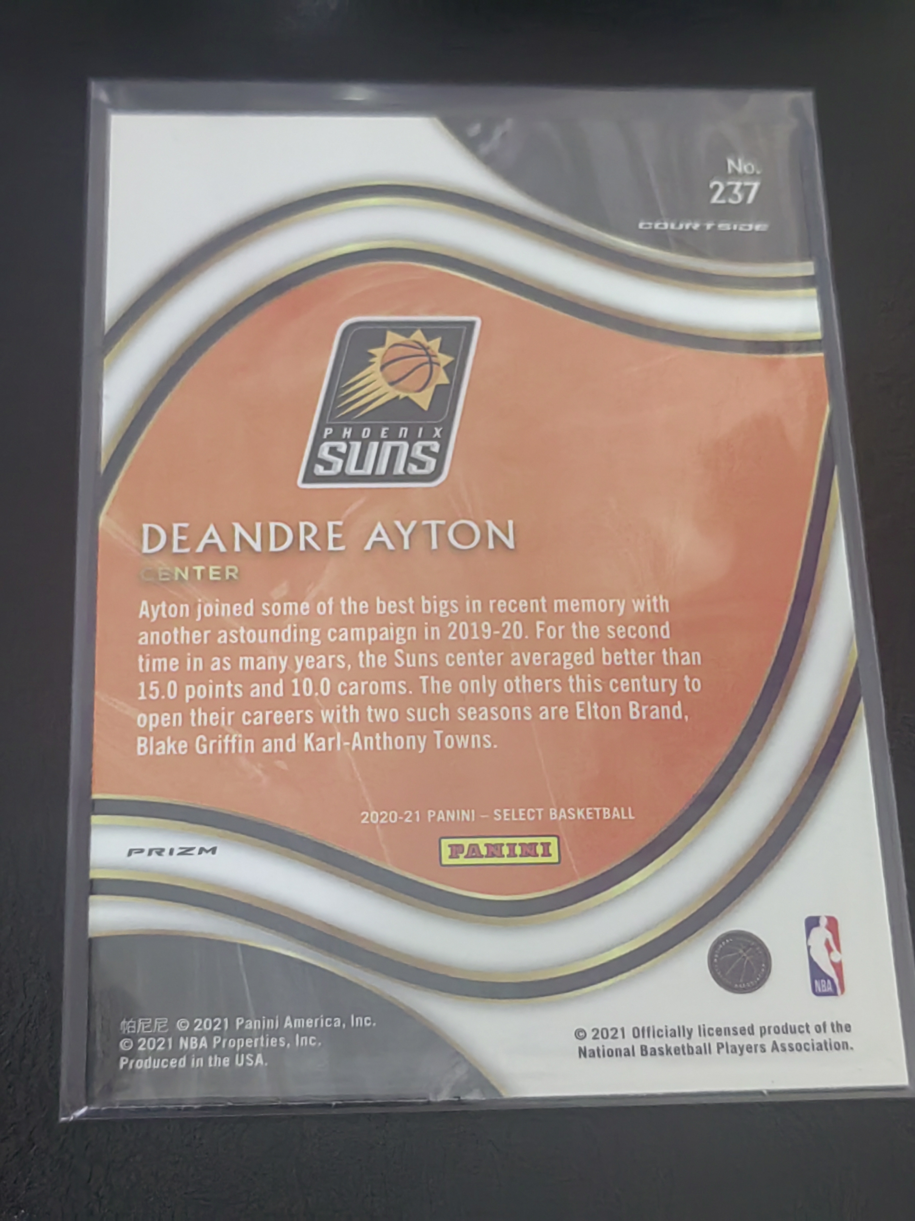 2021 Panini Select DeAndre Ayton SELECT 德安德烈·艾顿 红波纹 太阳 开拓者 湖人 篮 白边白角 不保卡品 卡品如图