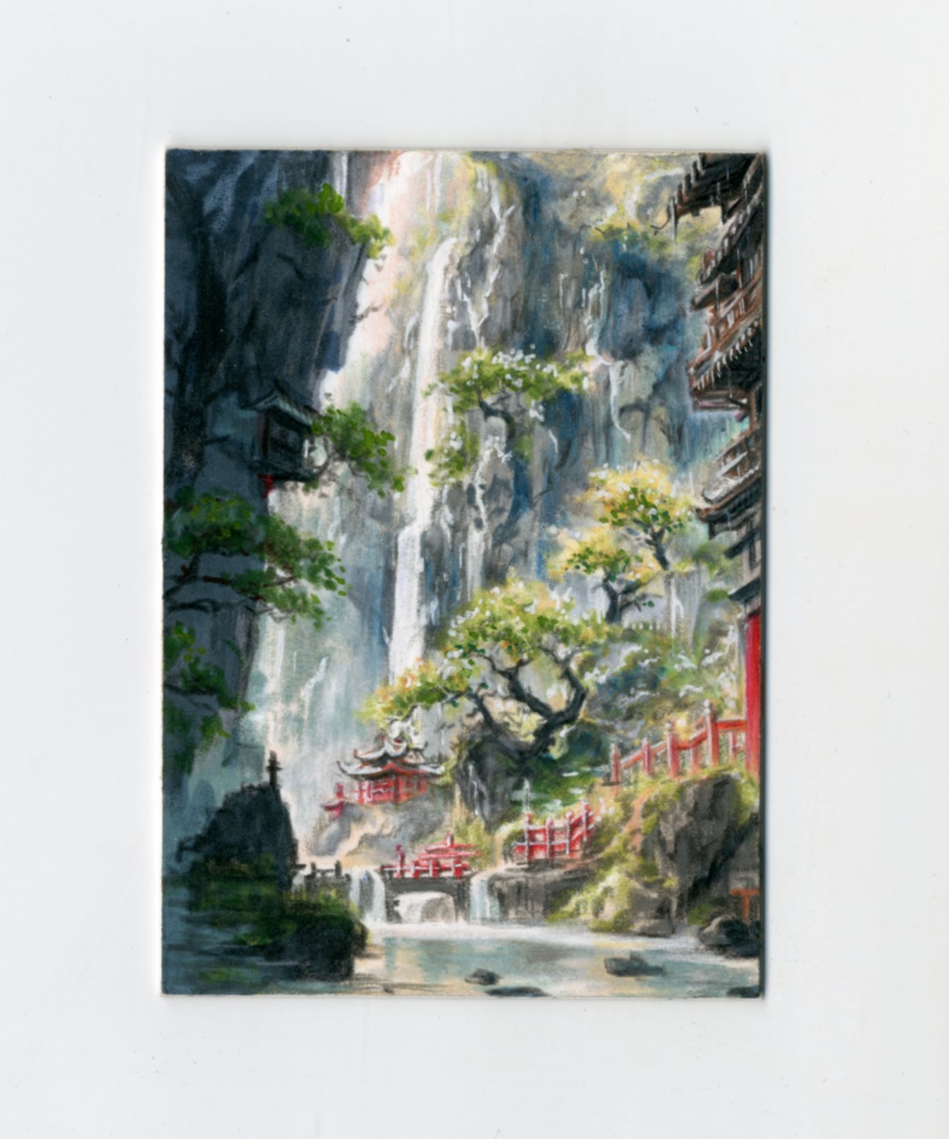 【Jackie杰基拍卖】沉舟工作室 风景画 手绘卡 1/1 画师:Q.(灯塔)