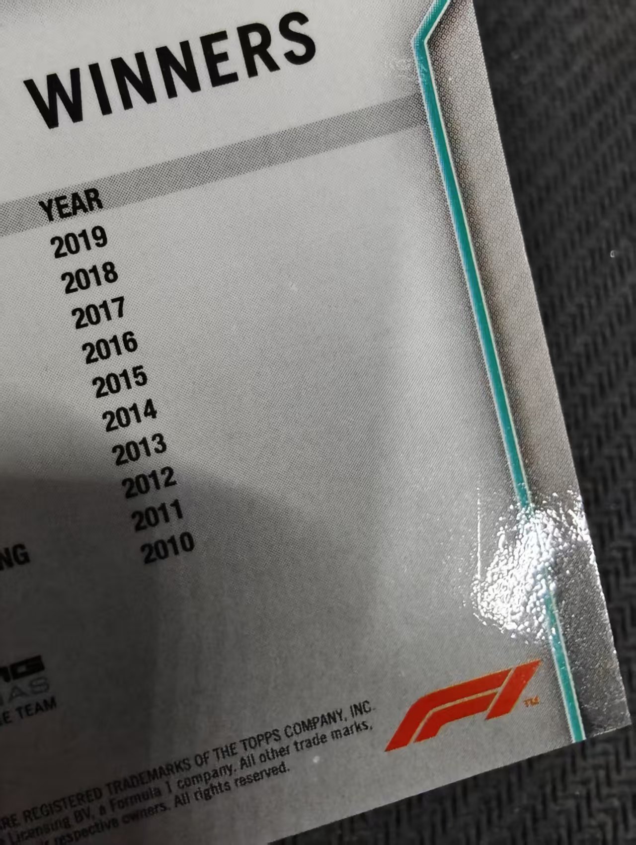 【汽水拍卖】2020 Topps Chrome Valtteri Bottas 元年 瓦尔特里 博塔斯 蓝宝石 碎冰折 瑕疵如图