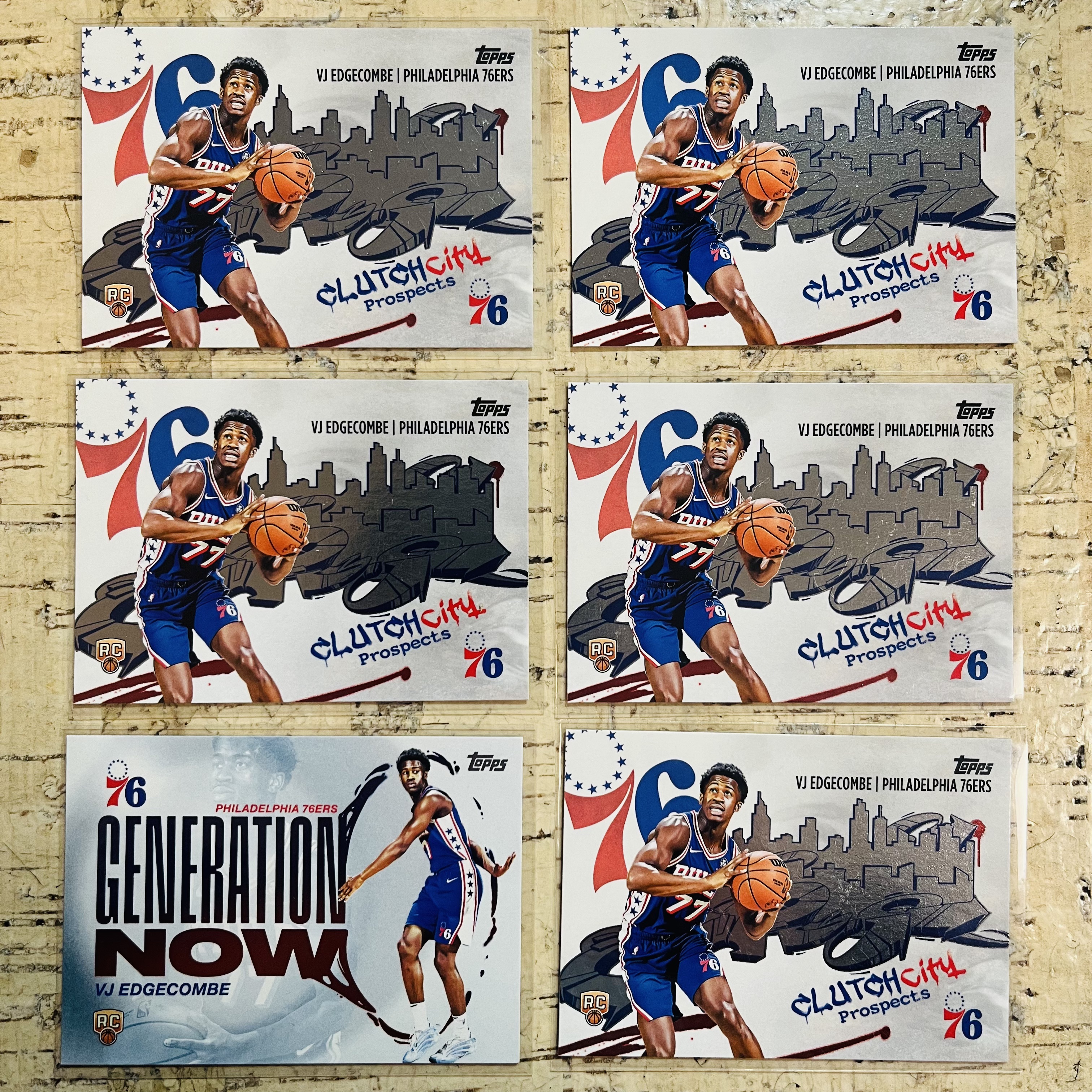 2025-26 Topps Flagship VJ Edgecombe RC 新秀 76人 vj 埃奇库姆 特卡 6张打包 clutch city 此标有膜无夹【小卡迷拍卖 可累积半年】