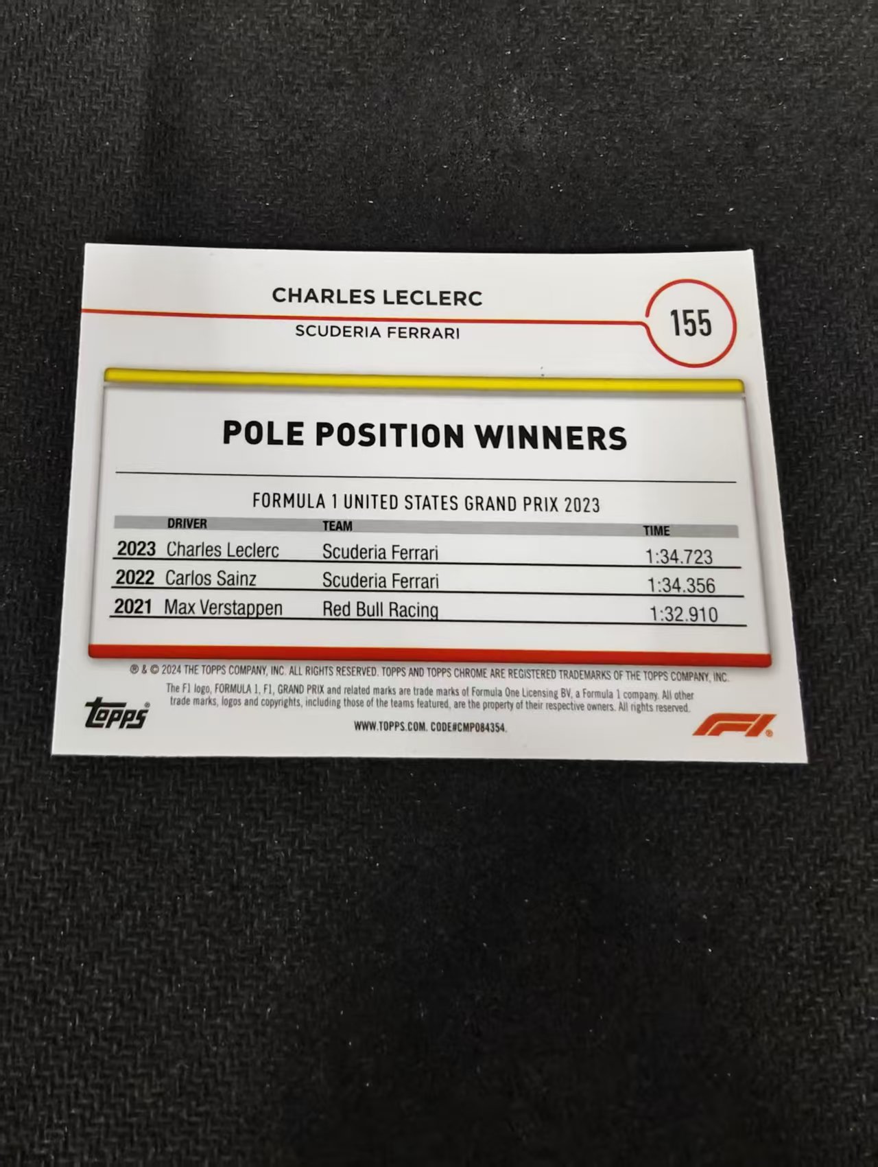2024 Topps chrome F1 Charles Leclerc 查尔斯 勒克莱尔 划痕 边角瑕疵 #155