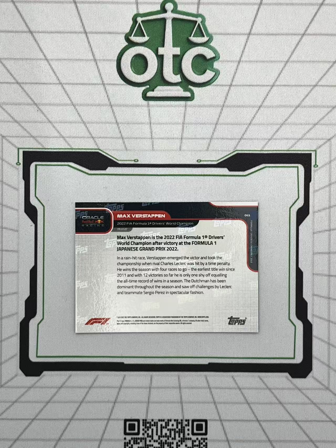 2022 Topps F1 Now Max Verstappen 【盎司收藏】维斯塔潘 红牛 时刻 2022年年度车手 世界总冠军 vvww