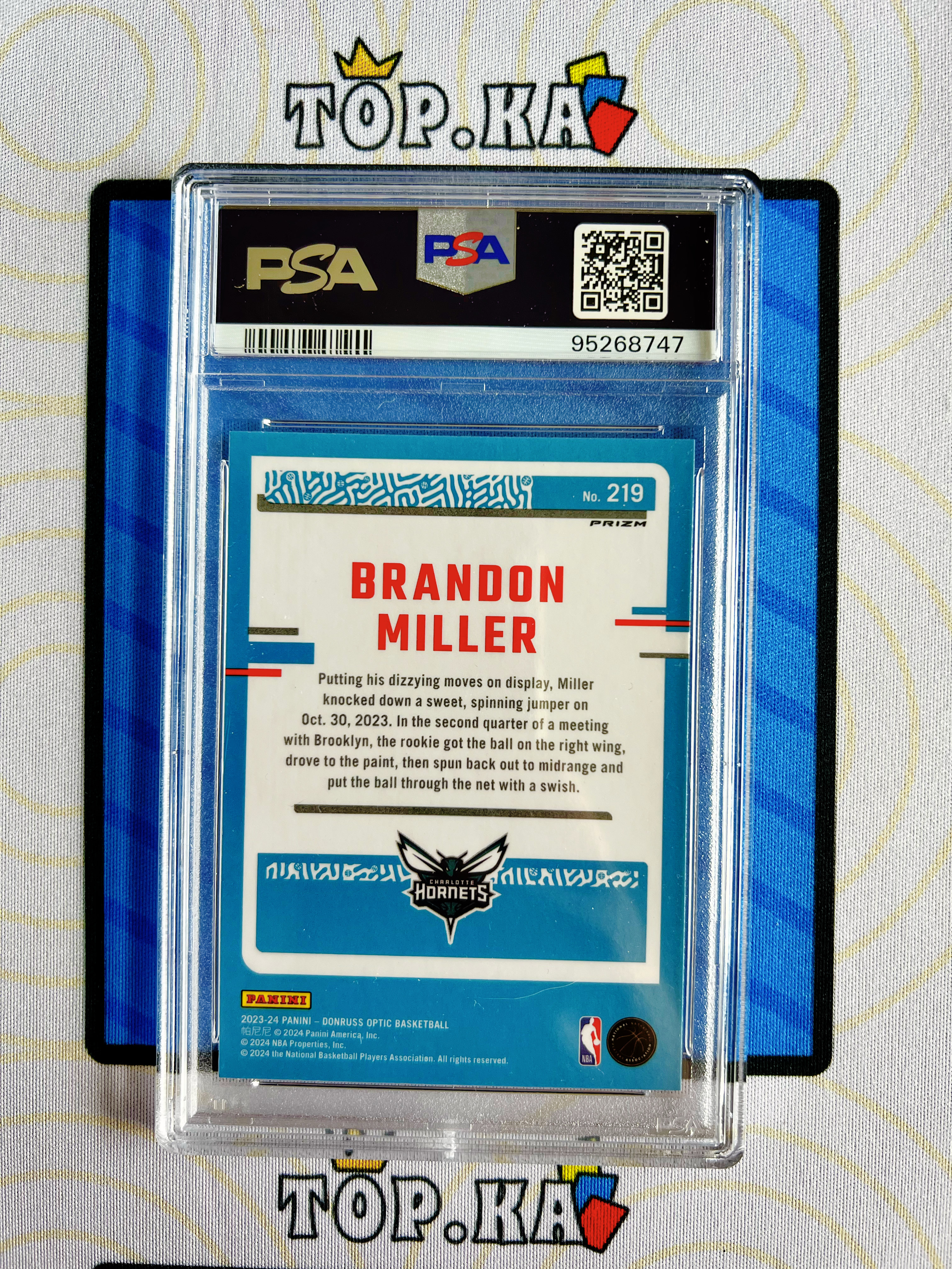 【顶尖卡社】2023-24 Panini Donruss Optic Brandon Miller 杜蕾斯OP 银折 新秀RC 布兰登 米勒 黄蜂 PSA10分评级 完美卡品 收藏投资必备【WHX】