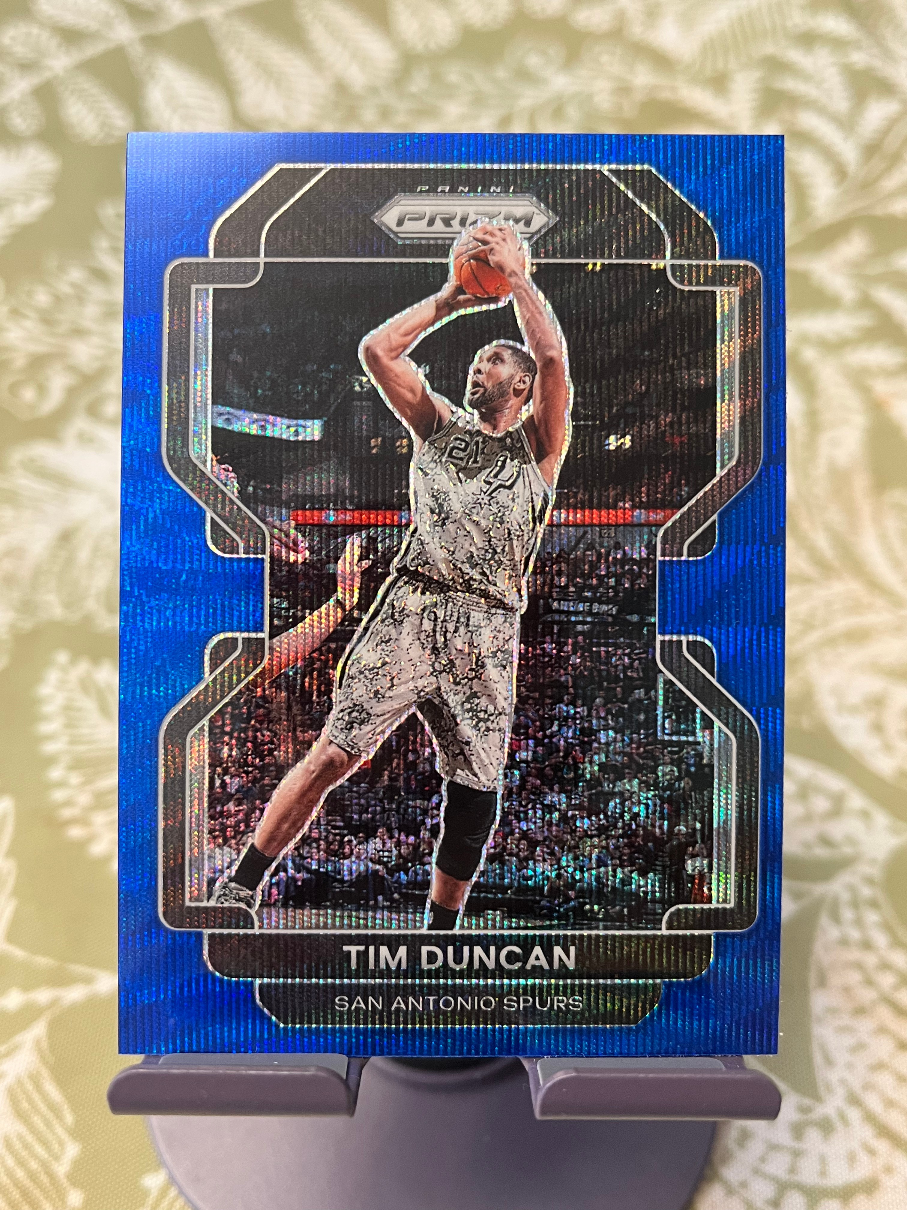 2021-22 Panini Prizm Tim Duncan 蒂姆 邓肯 石佛 马刺【折射 蓝波纹 PZ 彩虹套 凑套必备 +1张BASE】【边角瑕疵如图 介意勿拍】#1153