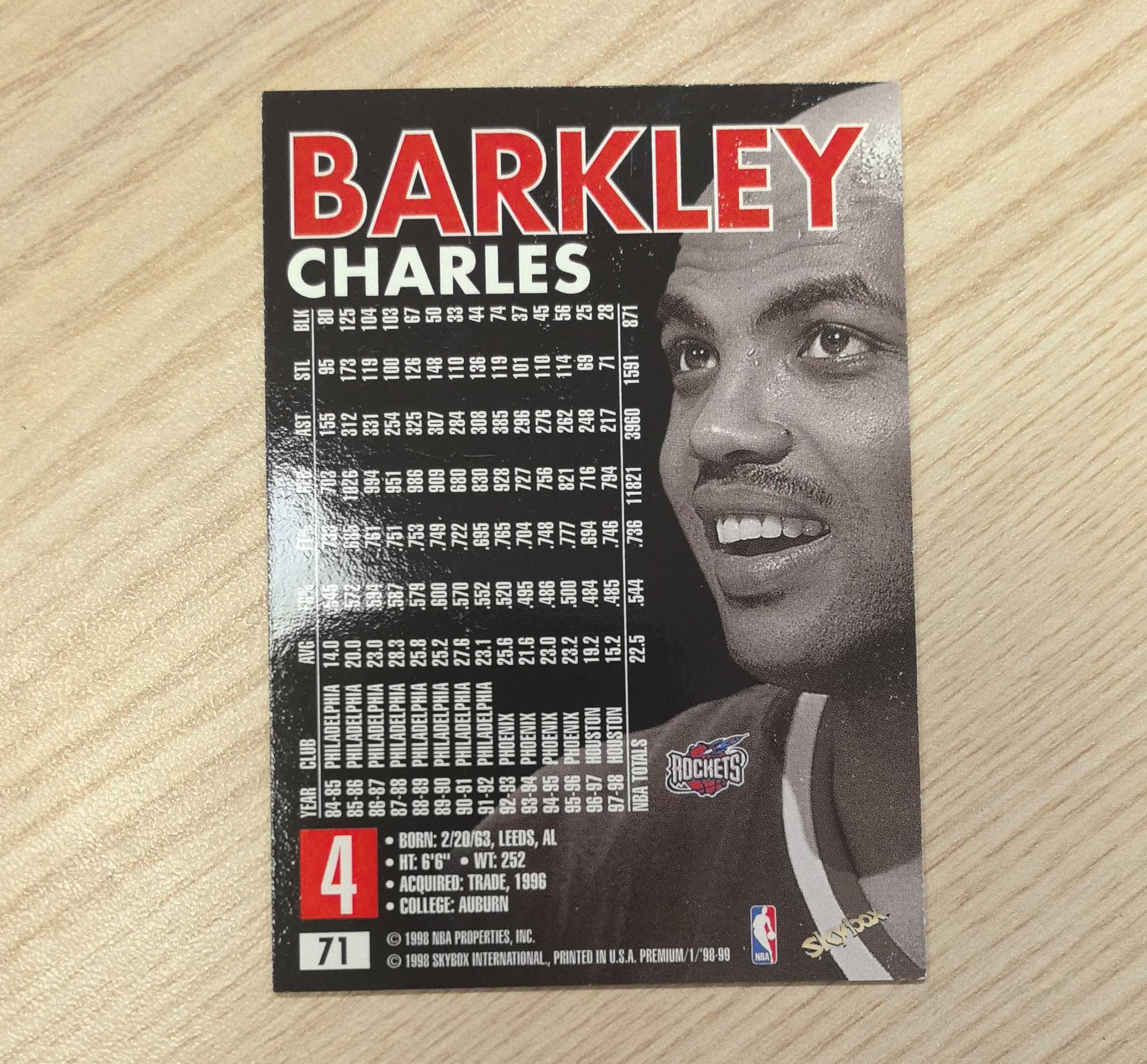 1998-99 SkyBox Premium Charles Barkley 查尔斯·巴克利 飞猪 简写印签 50大 75大 名人堂 11届全明星 MVP 篮板王 2届奥运金牌 76人、太阳、火箭名宿
