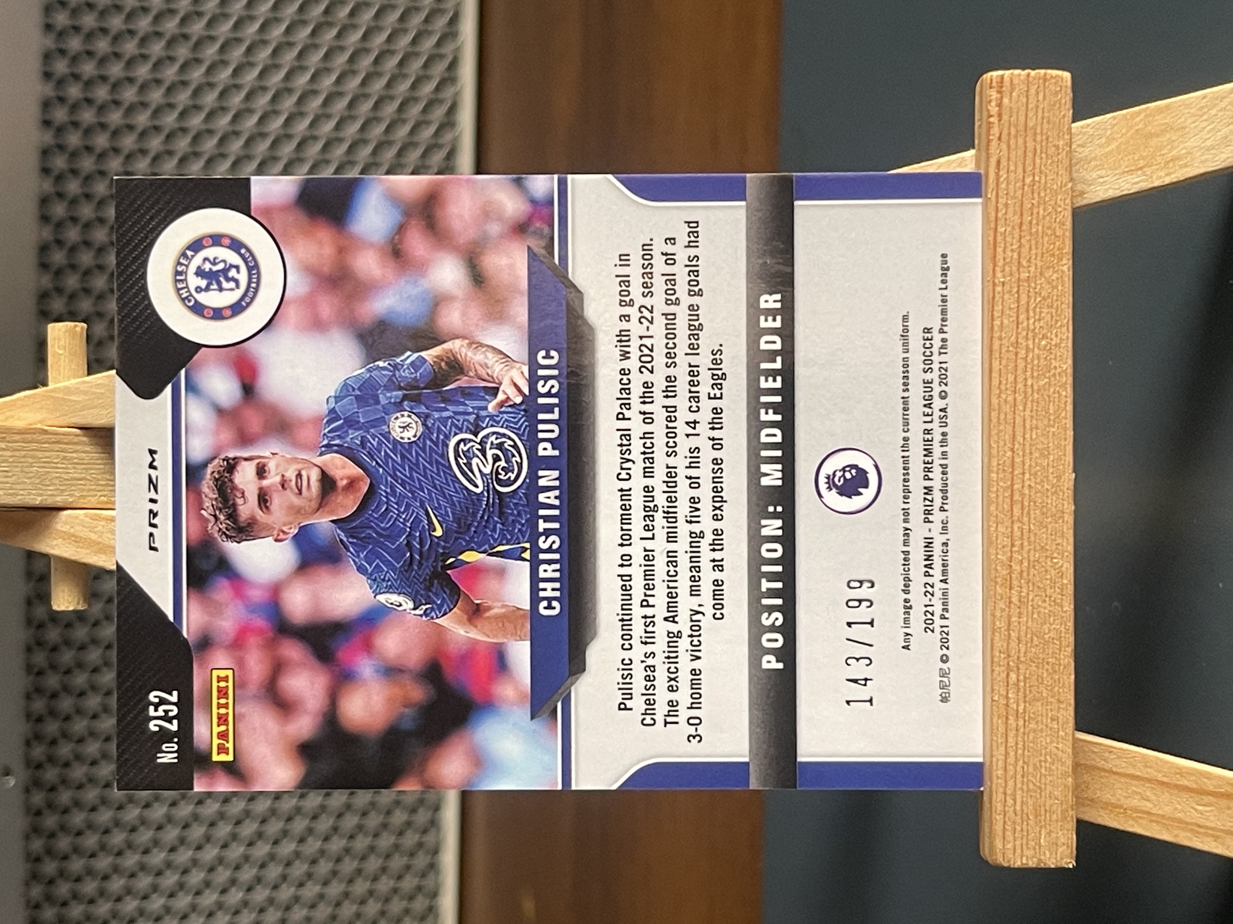 2021-22 Panini Prizm Christian Pulisic #252 英超 PZ 切尔西 美国队长 普利西奇 143/199编 折射 实力球员 卡品如图 值得收藏 不累计!