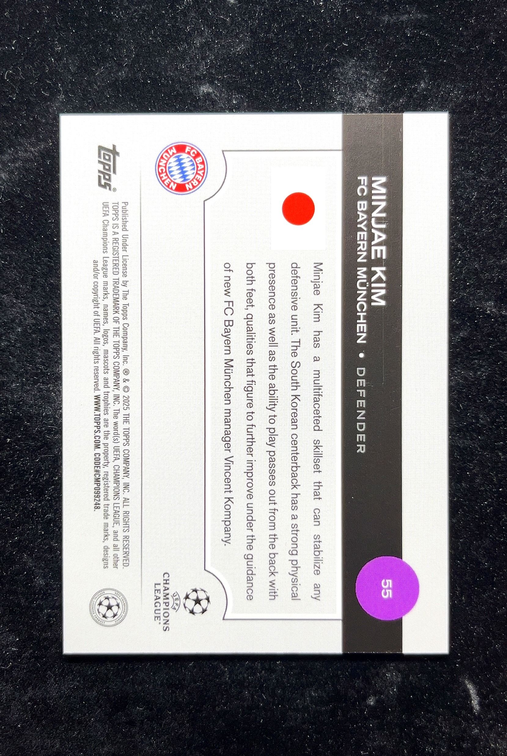 【小白1%代卖】2025 Topps Minjae Kim 金玟哉 卡品如图 高价值 #55 FC Bayern Munich 拜仁慕尼黑 0629