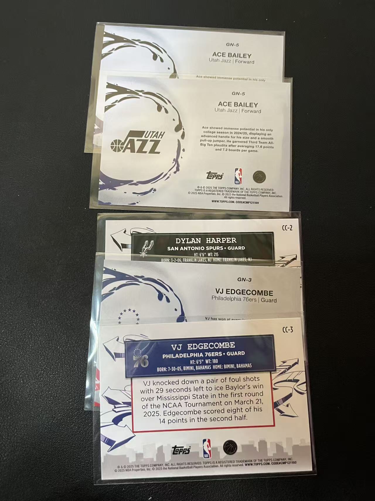 2025 Topps Flagship Valdez VJ Edgecombe Jr RC VJ 埃奇库姆 挨斯 贝利 迪伦 哈珀 关键新秀 城市特卡 5张 卡品如图 龙龙龙